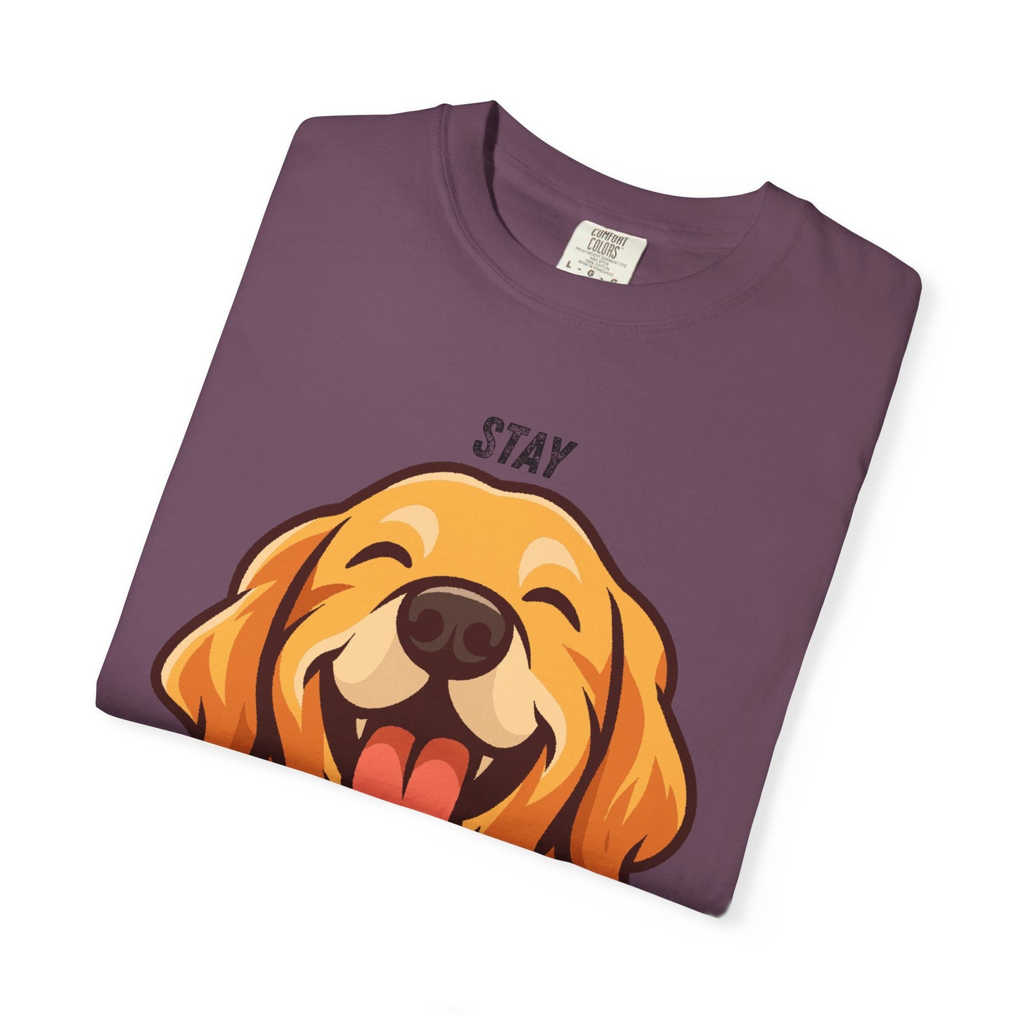 Stay Pawsitive T-Shirt | Smiling Golden Retriever Graphic Tee | Happy Dog Shirt | Positive Vibes Gift
