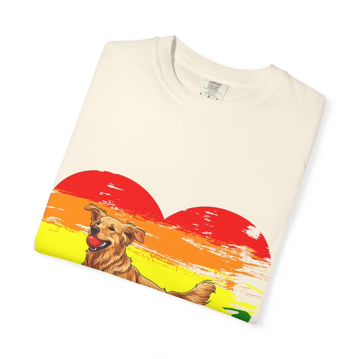 Golden Retriever Rainbow Heart T-Shirt | Colorful Dog Lover Gift | Playful Pup Graphic Tee | Pride & Love