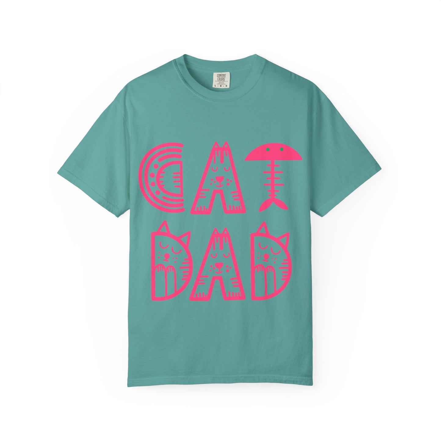 Cat Dad Funny T-Shirt | Retro Pink Kitty Letters Graphic Tee | Cat Lover Gift | Playful Men's Shirt