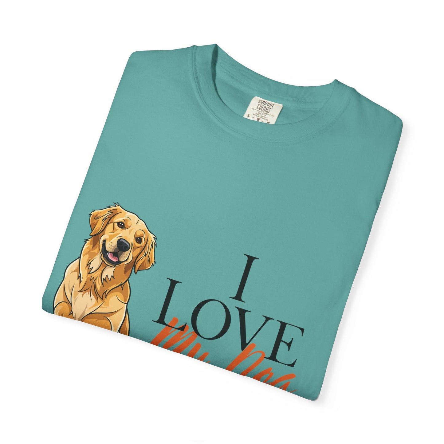 I Love My Dog T-Shirt | Golden Retriever Lover Gift | Vintage Aesthetic Dog Mom Tee | Hand-Illustrated