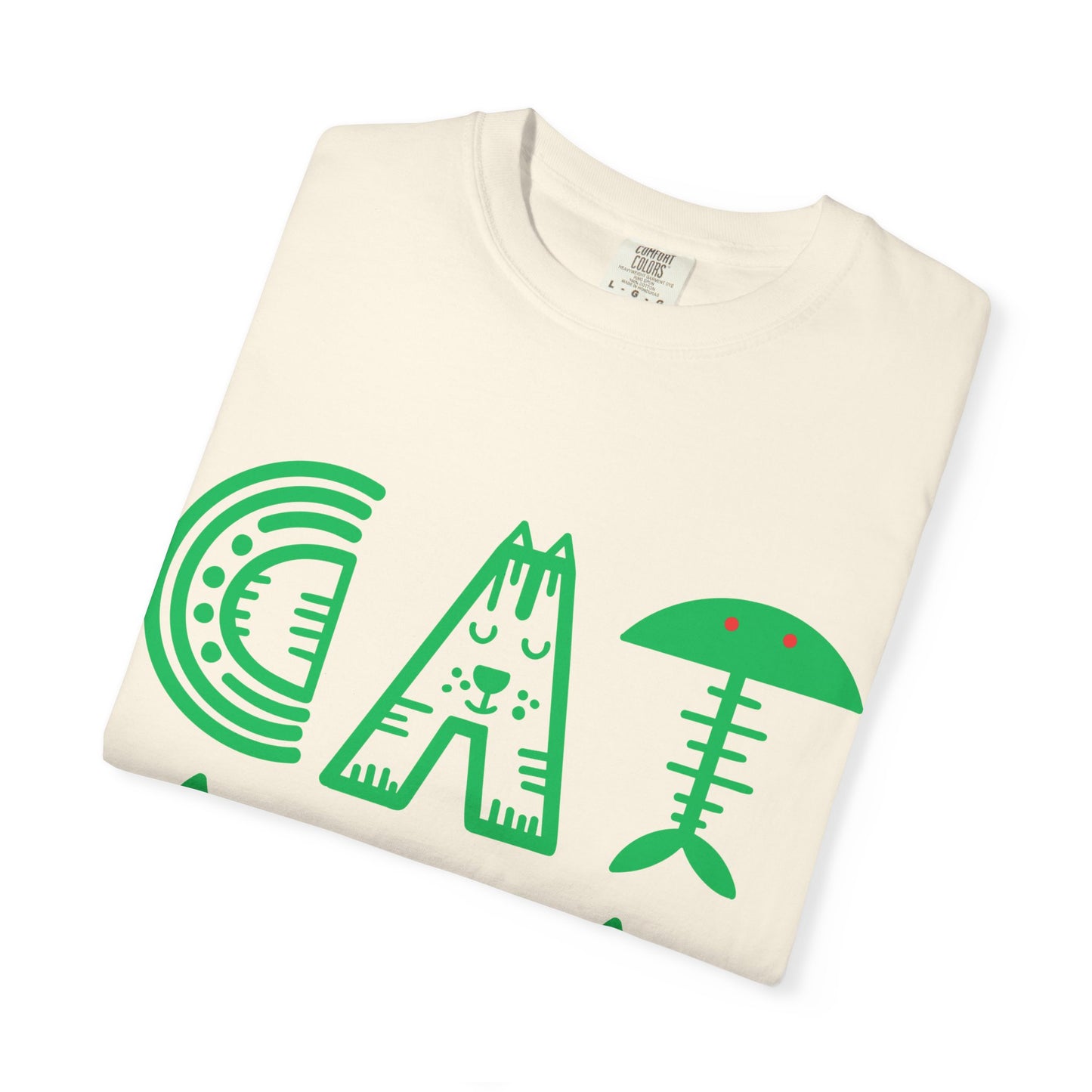 Cat Dad Funny T-Shirt | Retro Green Kitty Letters Graphic Tee | Cat Lover Gift | Playful Men's Shirt