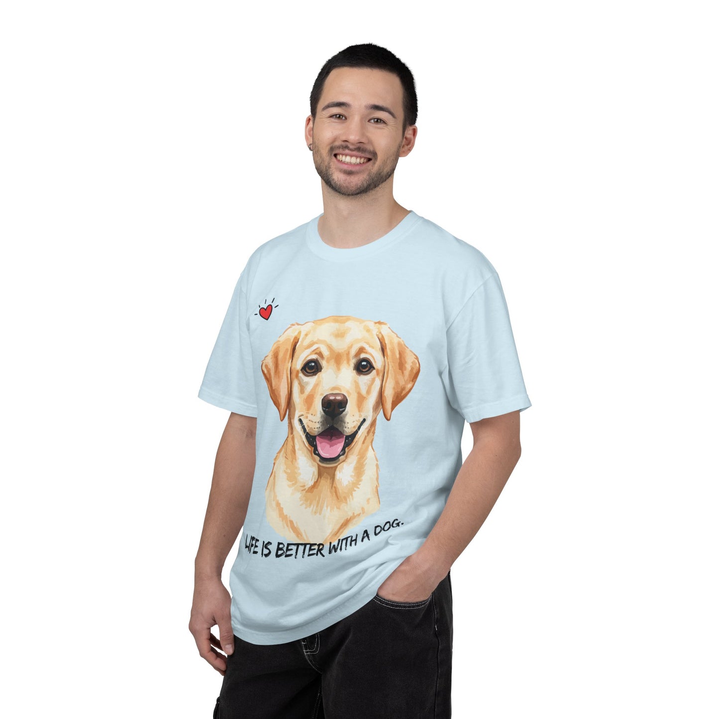 Life Is Better With A Dog T-Shirt | Golden Lab Graphic Tee | Dog Lover Gift | Vintage Wash Cotton Shirt