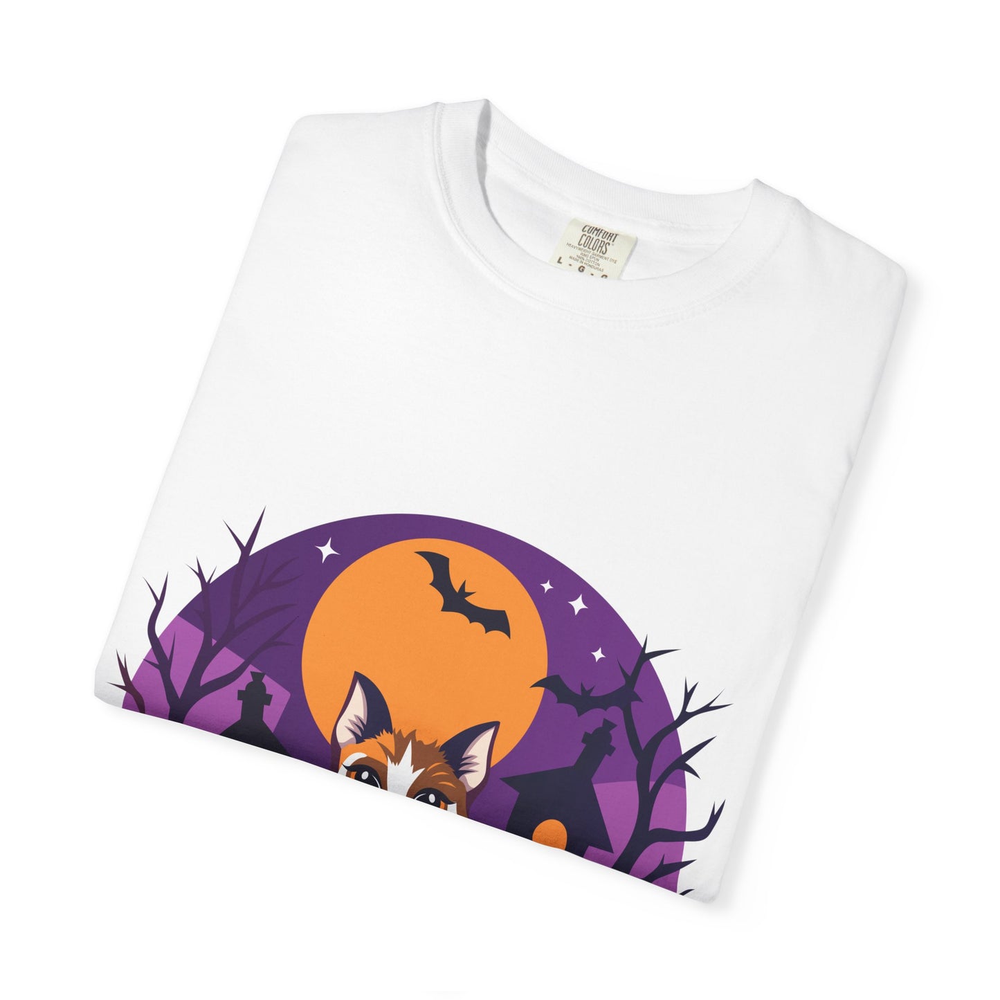 Halloween Cat T-Shirt | Cute Spooky Pumpkin & Haunted House Tee | Vintage Wash Fall Top