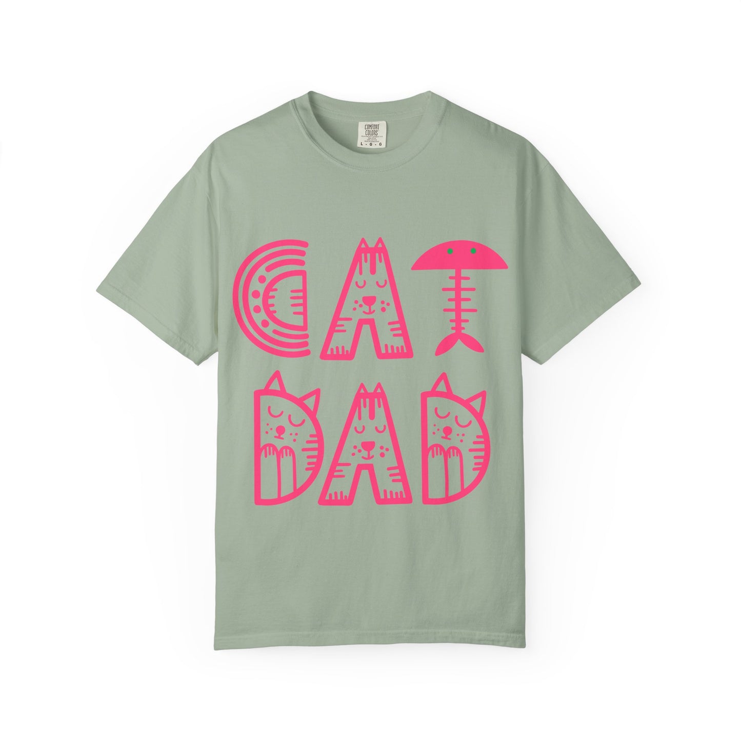 Cat Dad Funny T-Shirt | Retro Pink Kitty Letters Graphic Tee | Cat Lover Gift | Playful Men's Shirt