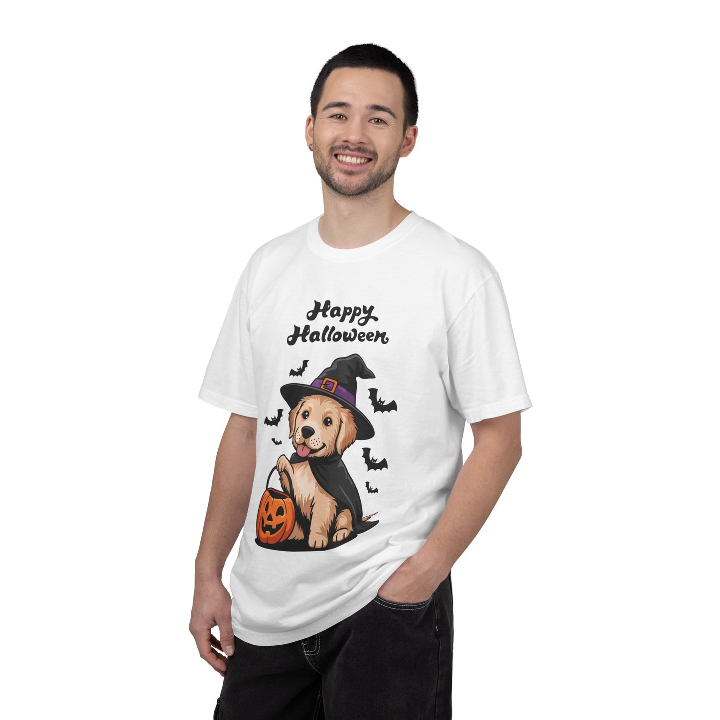 Halloween Puppy T-Shirt | Cute Golden Retriever Witch Hat | Spooky Dog Lover Gift | Fall Graphic Tee