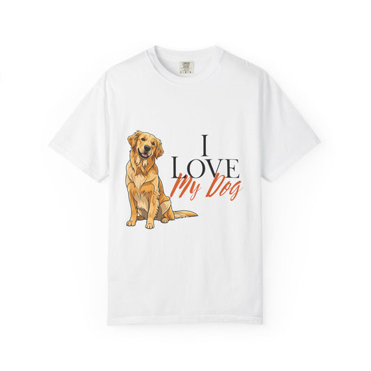 I Love My Dog T-Shirt | Golden Retriever Lover Gift | Vintage Aesthetic Dog Mom Tee | Hand-Illustrated