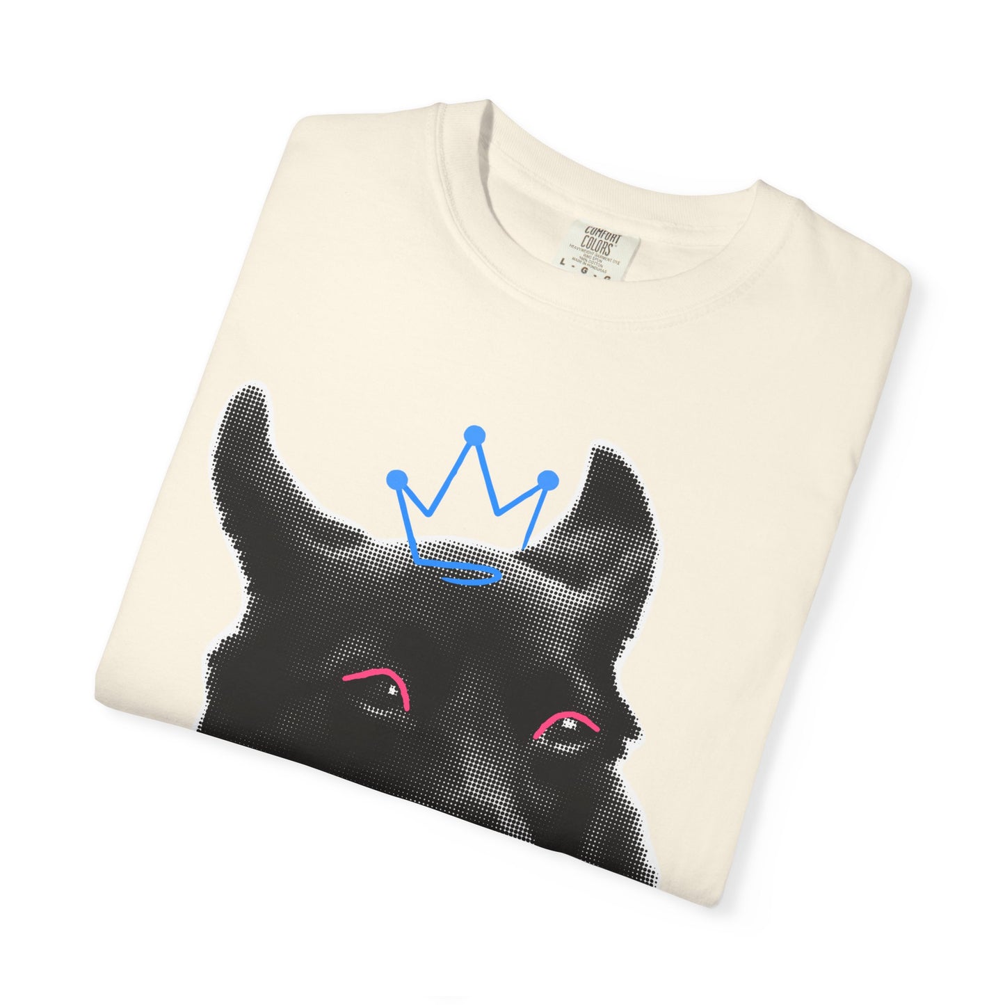Life Is Ruff T-Shirt | Funny Black Dog with Crown Graphic | Edgy & Cute Pet Lover Tee | Vintage Wash