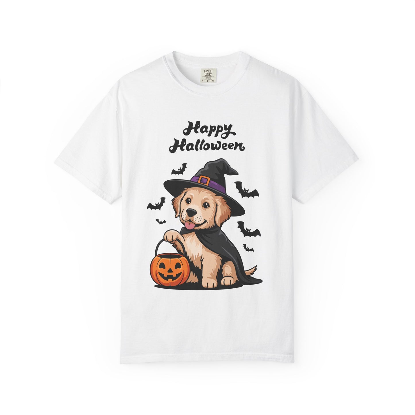 Halloween Puppy T-Shirt | Cute Golden Retriever Witch Hat | Spooky Dog Lover Gift | Fall Graphic Tee