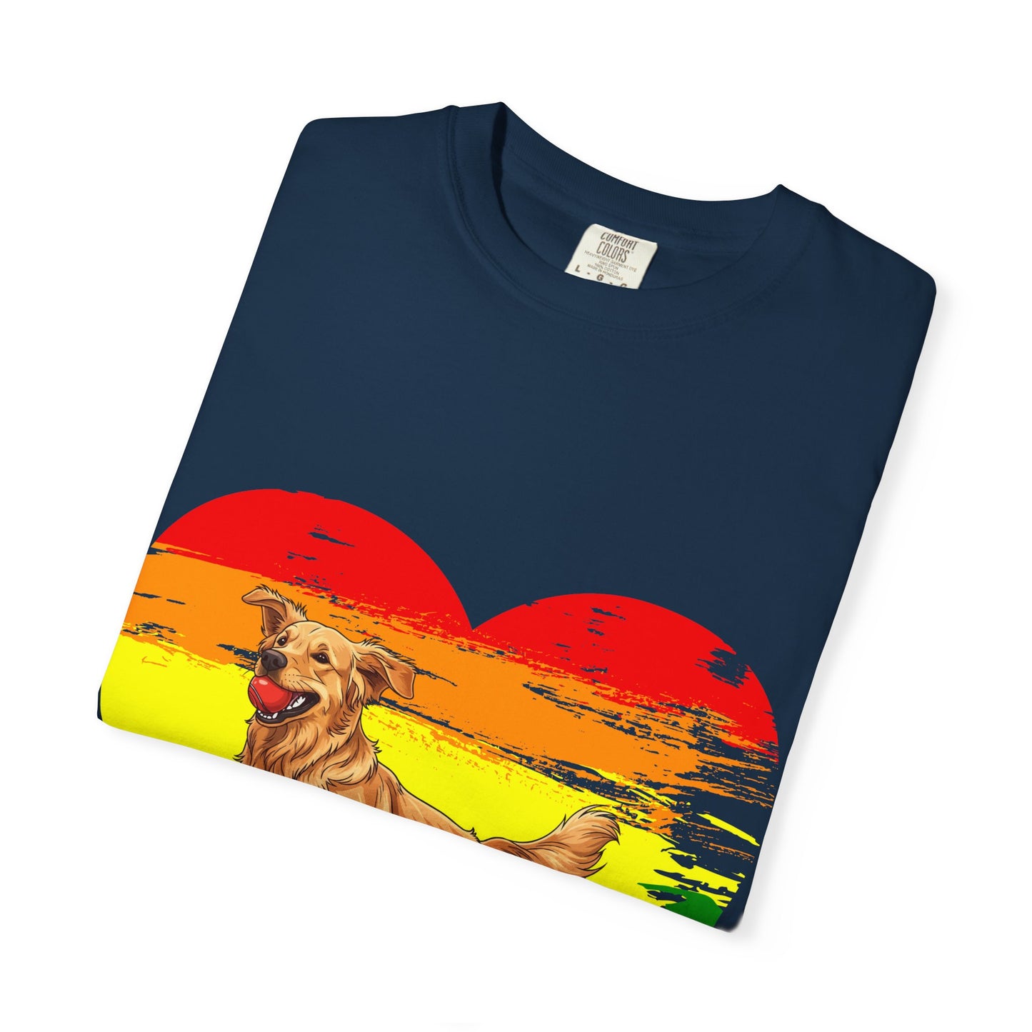 Golden Retriever Rainbow Heart T-Shirt | Colorful Dog Lover Gift | Playful Pup Graphic Tee | Pride & Love