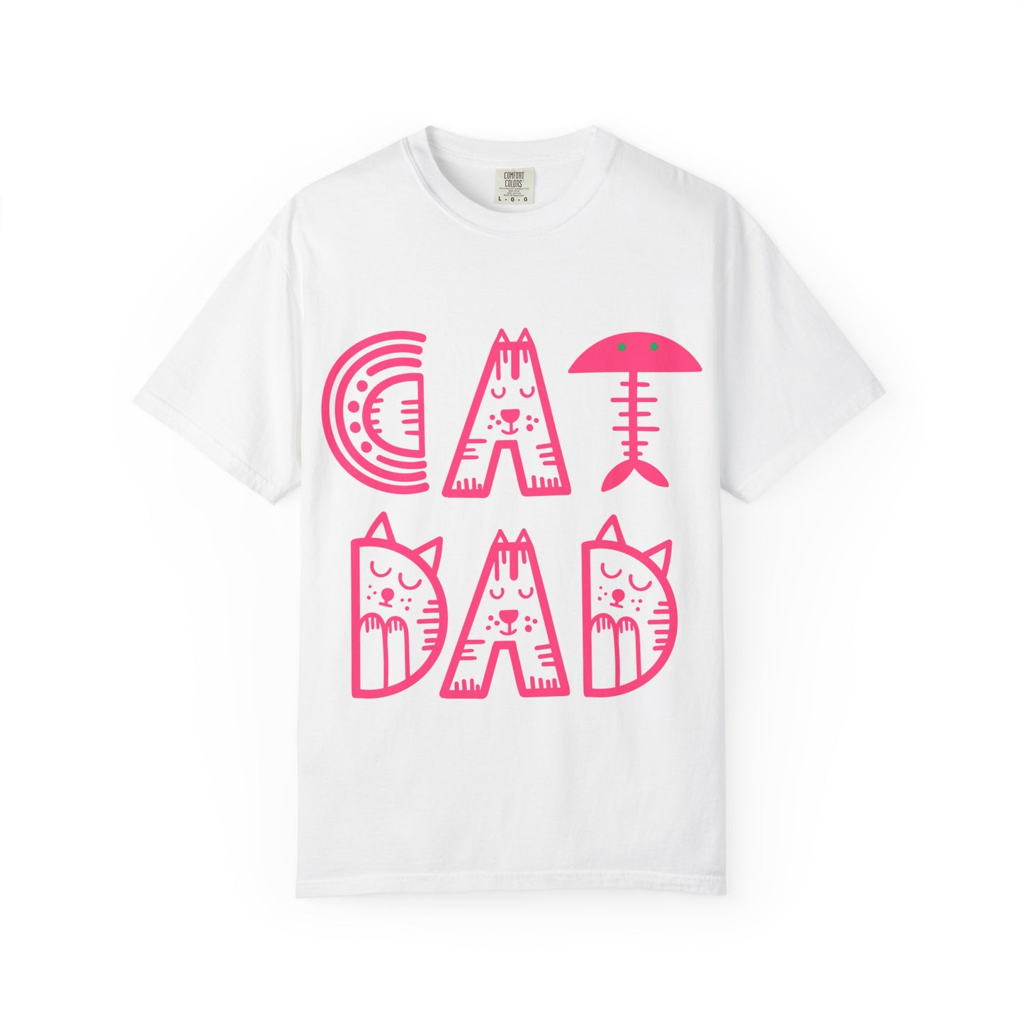 Cat Dad Funny T-Shirt | Retro Pink Kitty Letters Graphic Tee | Cat Lover Gift | Playful Men's Shirt