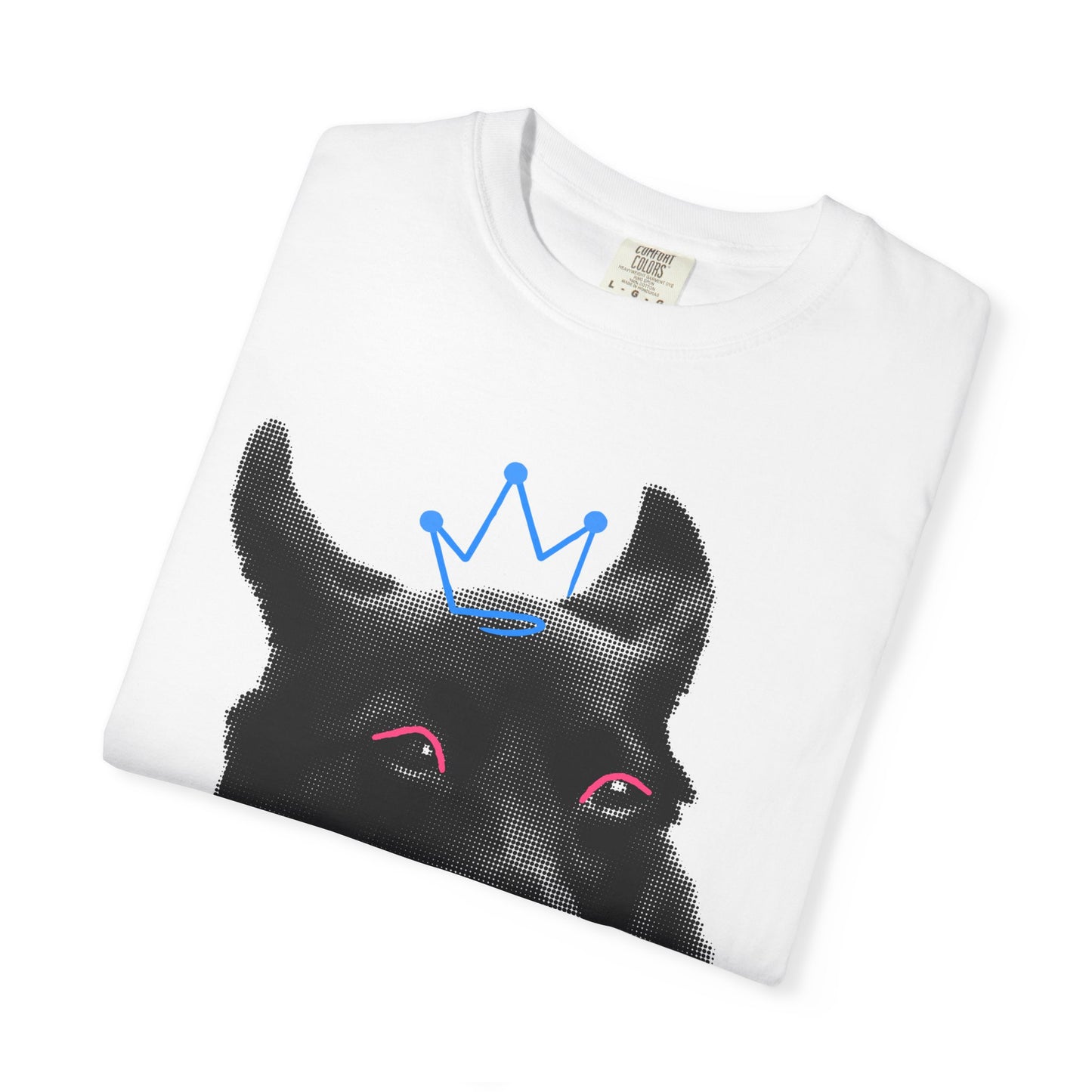 Life Is Ruff T-Shirt | Funny Black Dog with Crown Graphic | Edgy & Cute Pet Lover Tee | Vintage Wash