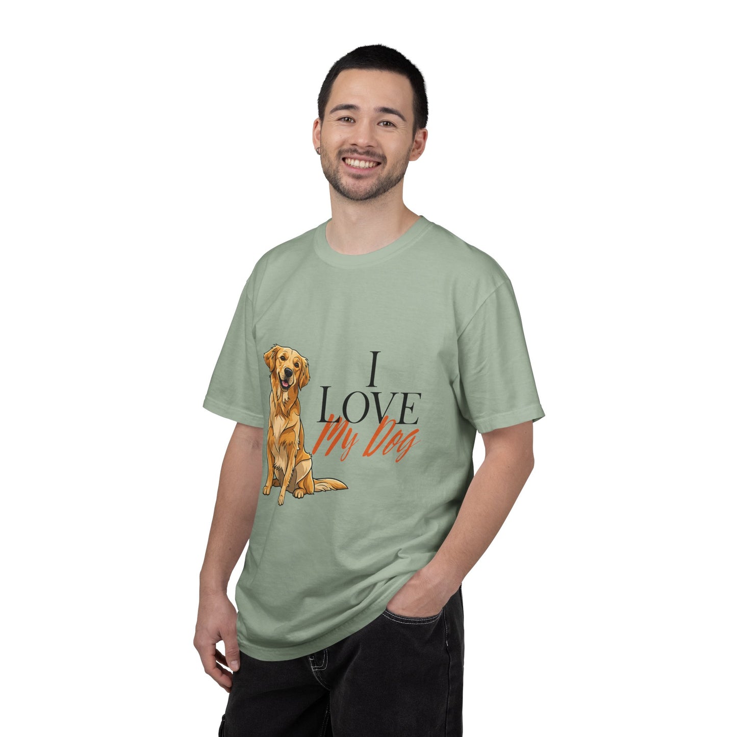 I Love My Dog T-Shirt | Golden Retriever Lover Gift | Vintage Aesthetic Dog Mom Tee | Hand-Illustrated