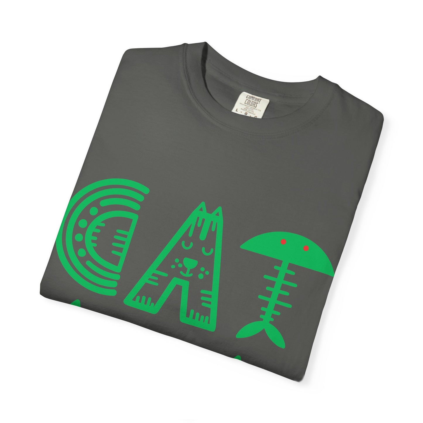 Cat Dad Funny T-Shirt | Retro Green Kitty Letters Graphic Tee | Cat Lover Gift | Playful Men's Shirt