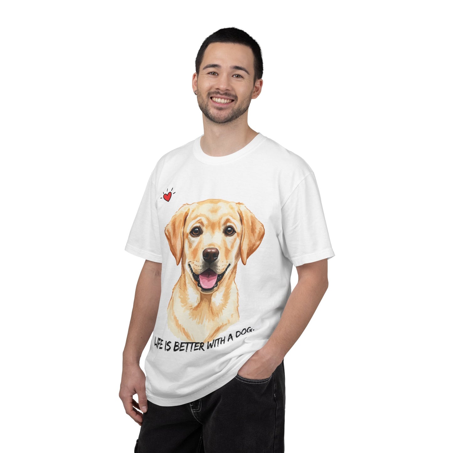 Life Is Better With A Dog T-Shirt | Golden Lab Graphic Tee | Dog Lover Gift | Vintage Wash Cotton Shirt