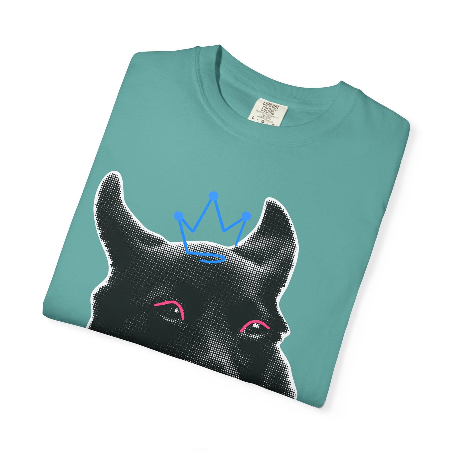 Life Is Ruff T-Shirt | Funny Black Dog with Crown Graphic | Edgy & Cute Pet Lover Tee | Vintage Wash