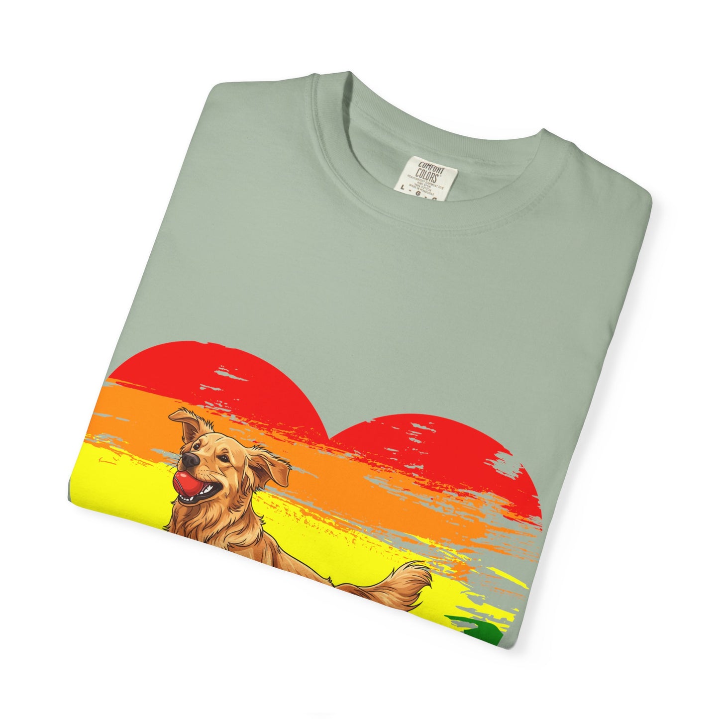 Golden Retriever Rainbow Heart T-Shirt | Colorful Dog Lover Gift | Playful Pup Graphic Tee | Pride & Love