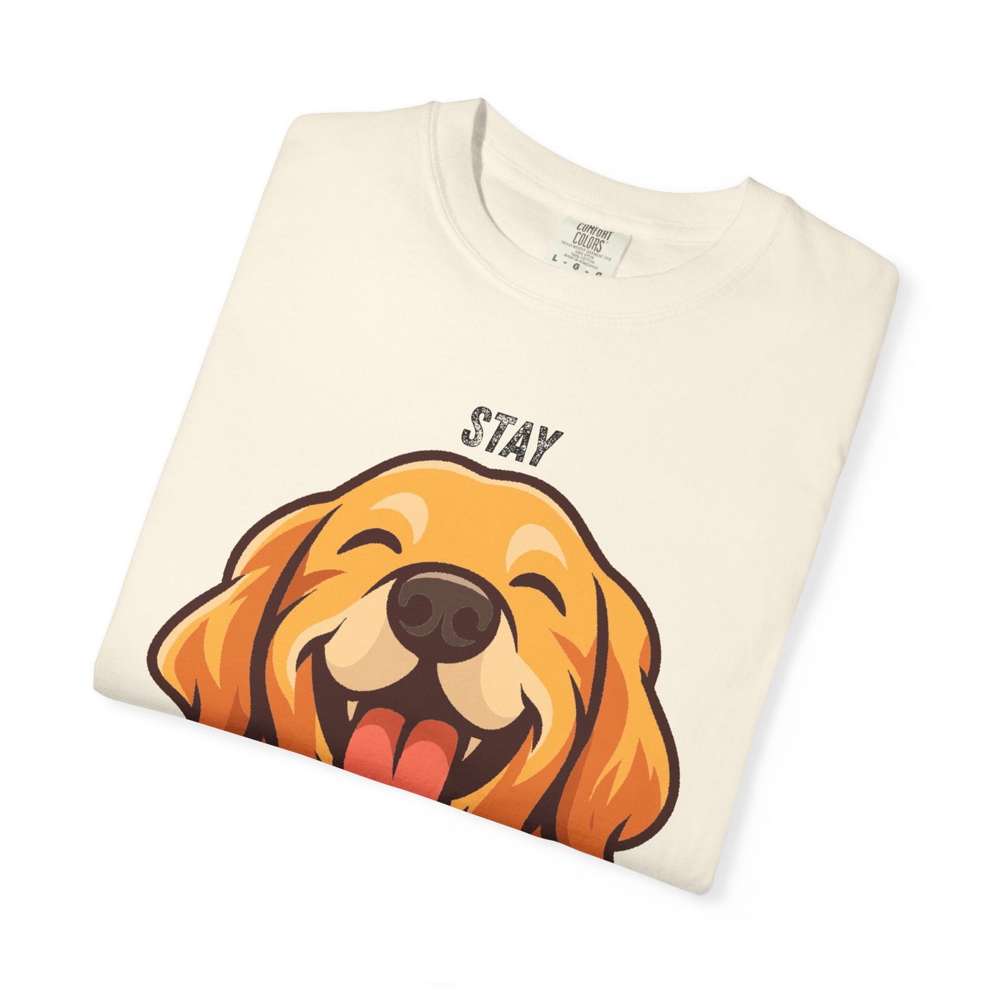 Stay Pawsitive T-Shirt | Smiling Golden Retriever Graphic Tee | Happy Dog Shirt | Positive Vibes Gift