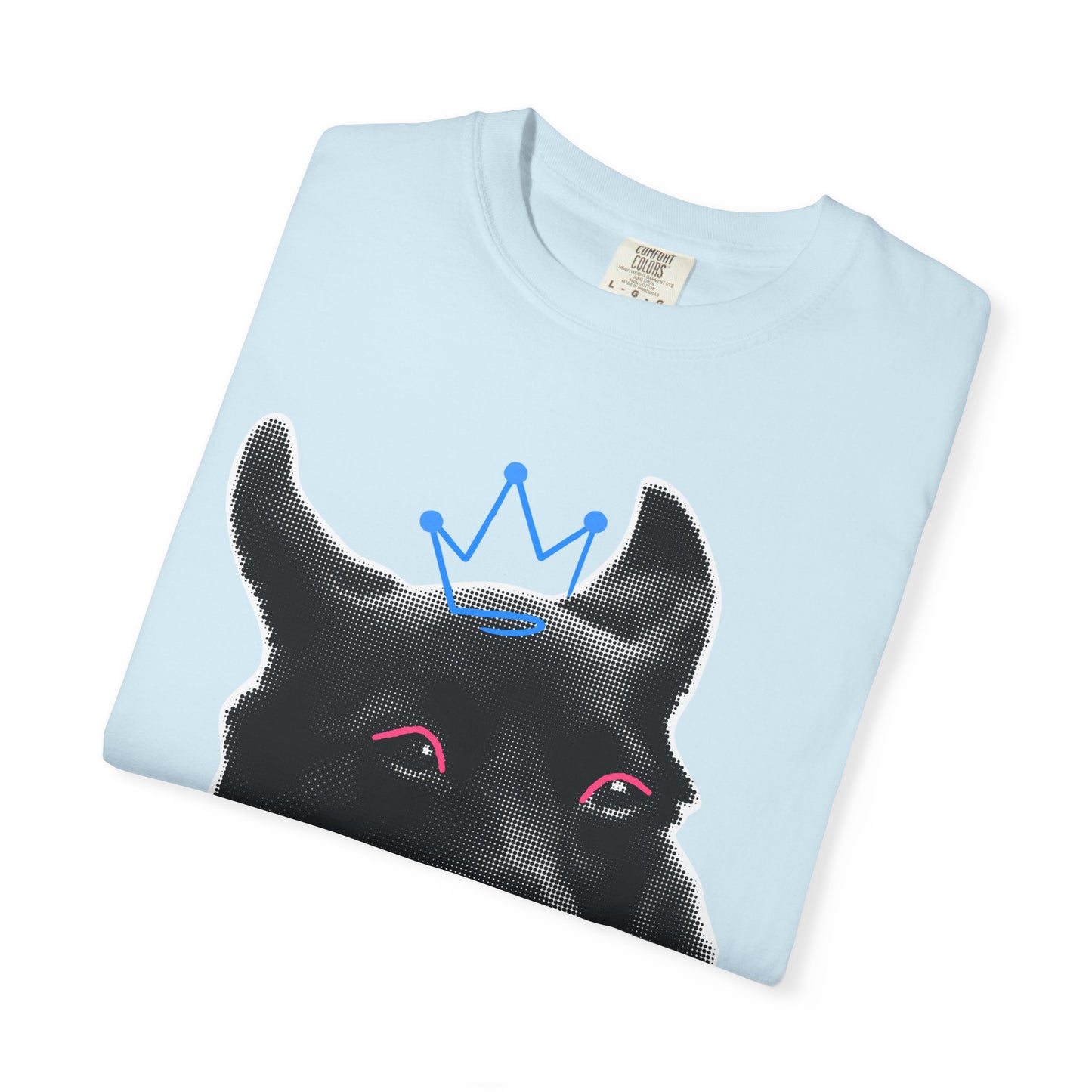 Life Is Ruff T-Shirt | Funny Black Dog with Crown Graphic | Edgy & Cute Pet Lover Tee | Vintage Wash