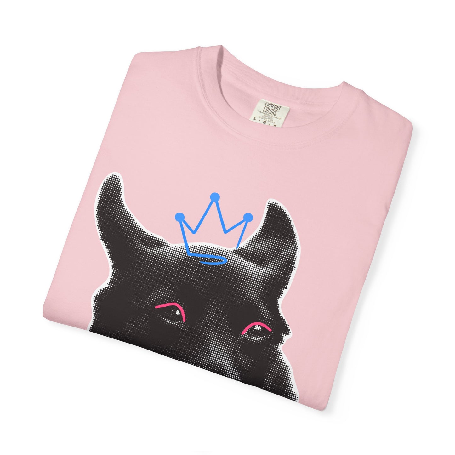 Life Is Ruff T-Shirt | Funny Black Dog with Crown Graphic | Edgy & Cute Pet Lover Tee | Vintage Wash