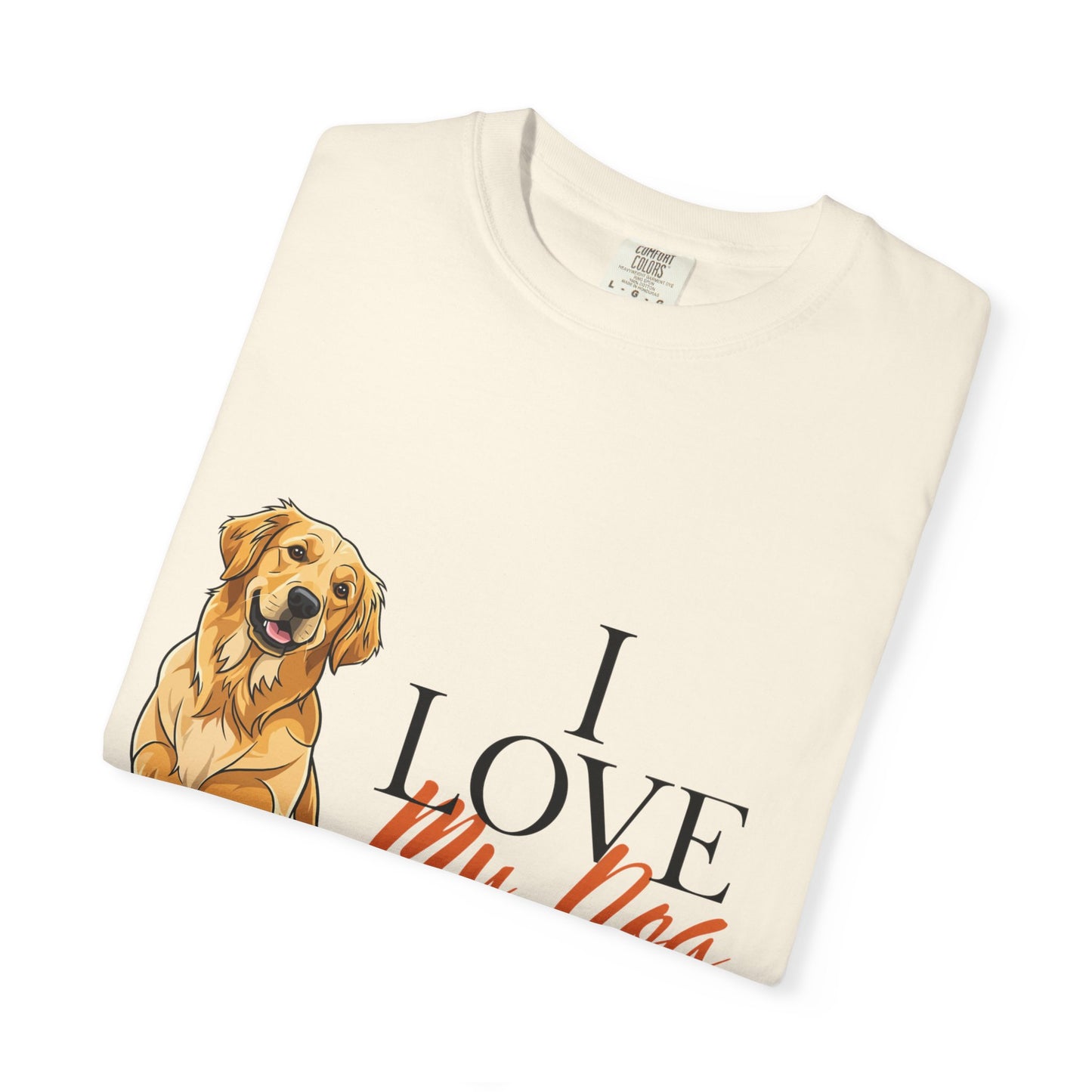 I Love My Dog T-Shirt | Golden Retriever Lover Gift | Vintage Aesthetic Dog Mom Tee | Hand-Illustrated