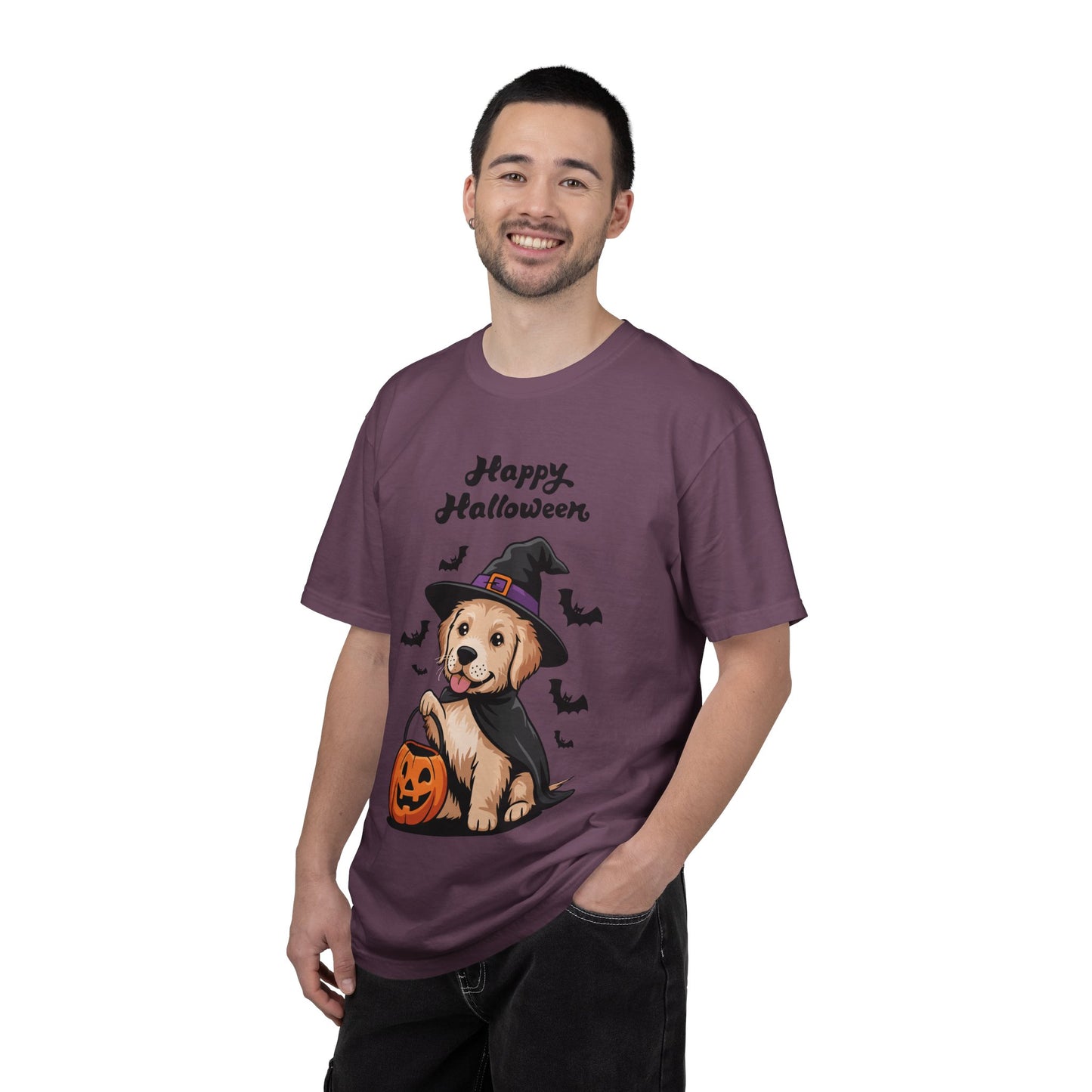 Halloween Puppy T-Shirt | Cute Golden Retriever Witch Hat | Spooky Dog Lover Gift | Fall Graphic Tee