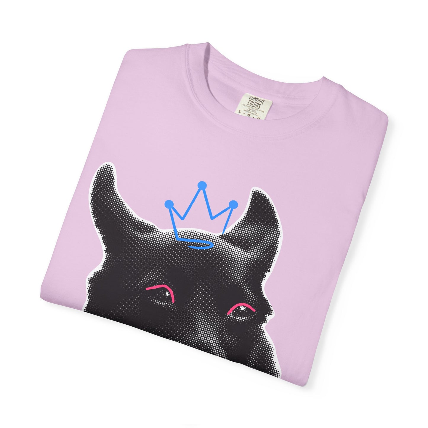 Life Is Ruff T-Shirt | Funny Black Dog with Crown Graphic | Edgy & Cute Pet Lover Tee | Vintage Wash