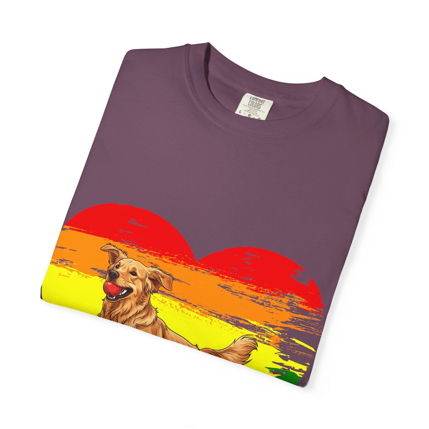 Golden Retriever Rainbow Heart T-Shirt | Colorful Dog Lover Gift | Playful Pup Graphic Tee | Pride & Love