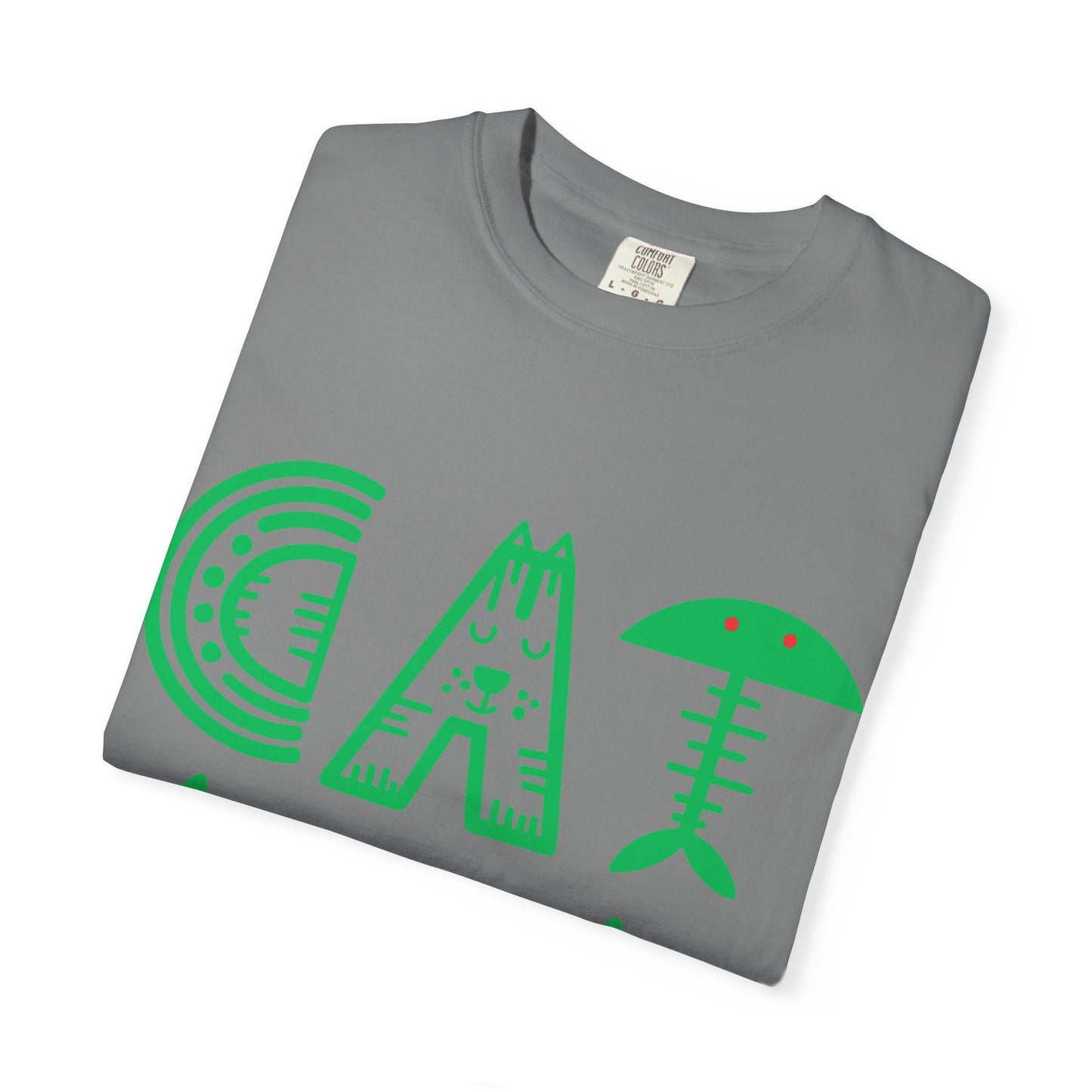 Cat Dad Funny T-Shirt | Retro Green Kitty Letters Graphic Tee | Cat Lover Gift | Playful Men's Shirt