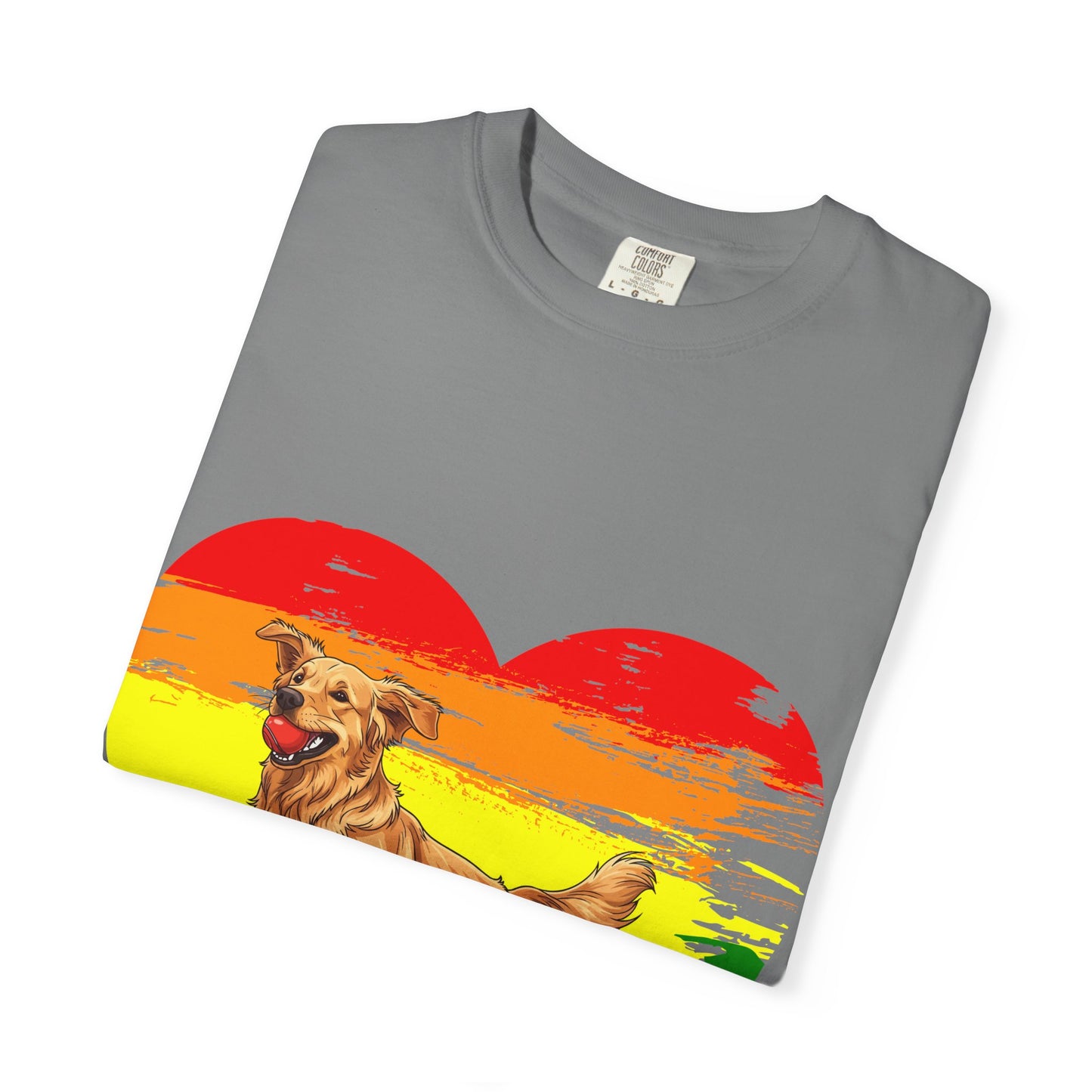 Golden Retriever Rainbow Heart T-Shirt | Colorful Dog Lover Gift | Playful Pup Graphic Tee | Pride & Love