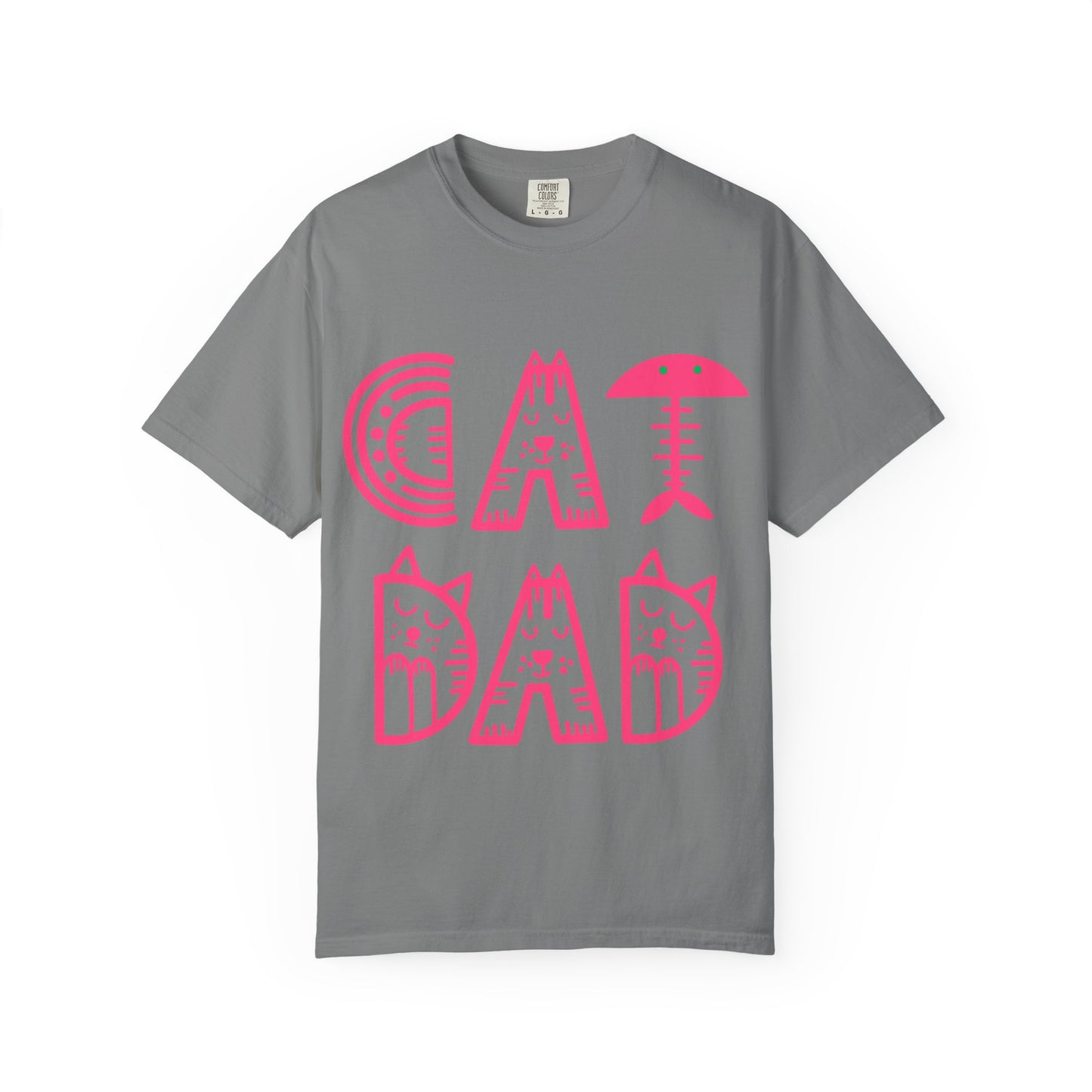 Cat Dad Funny T-Shirt | Retro Pink Kitty Letters Graphic Tee | Cat Lover Gift | Playful Men's Shirt