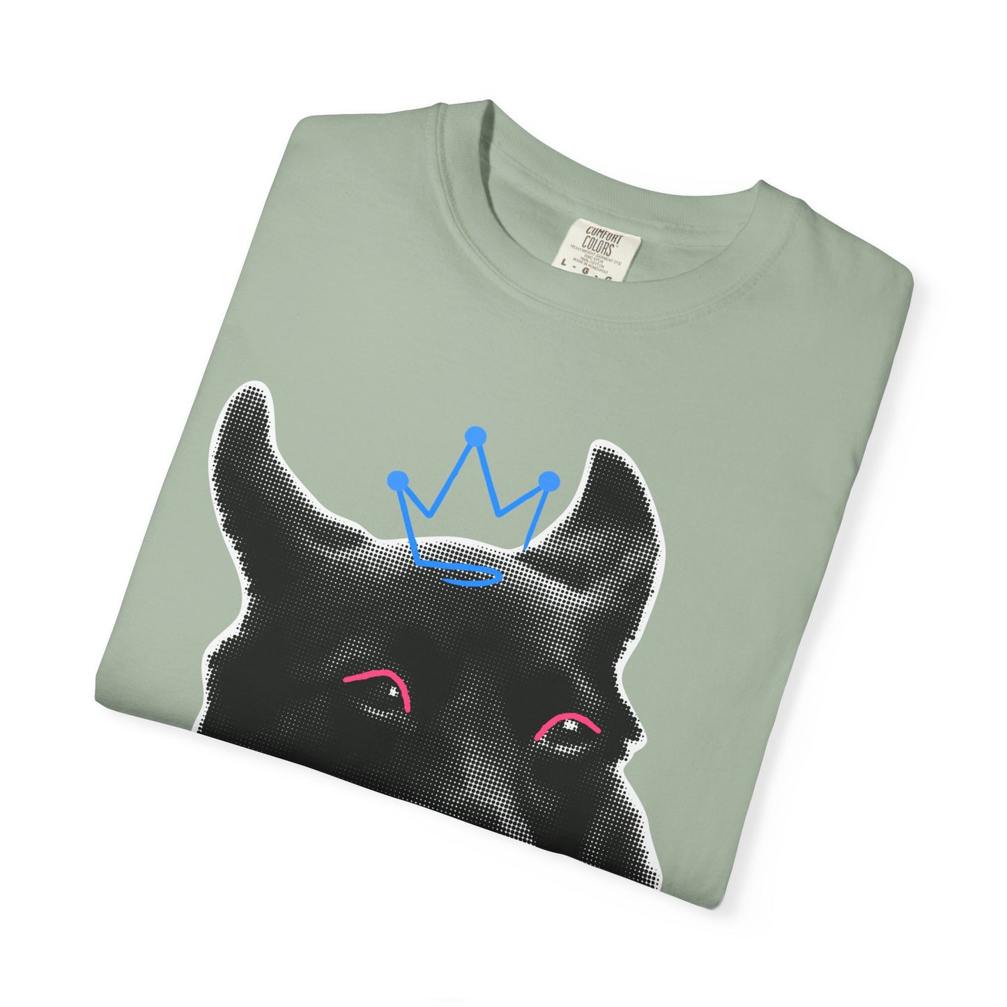 Life Is Ruff T-Shirt | Funny Black Dog with Crown Graphic | Edgy & Cute Pet Lover Tee | Vintage Wash