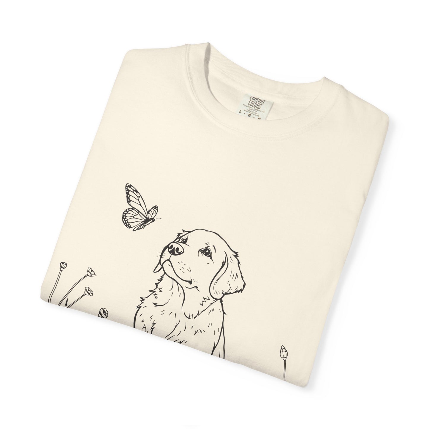 Sorry I'm Late I Saw A Dog T-Shirt | Cute Puppy & Butterfly Graphic Tee | Funny Dog Lover Gift