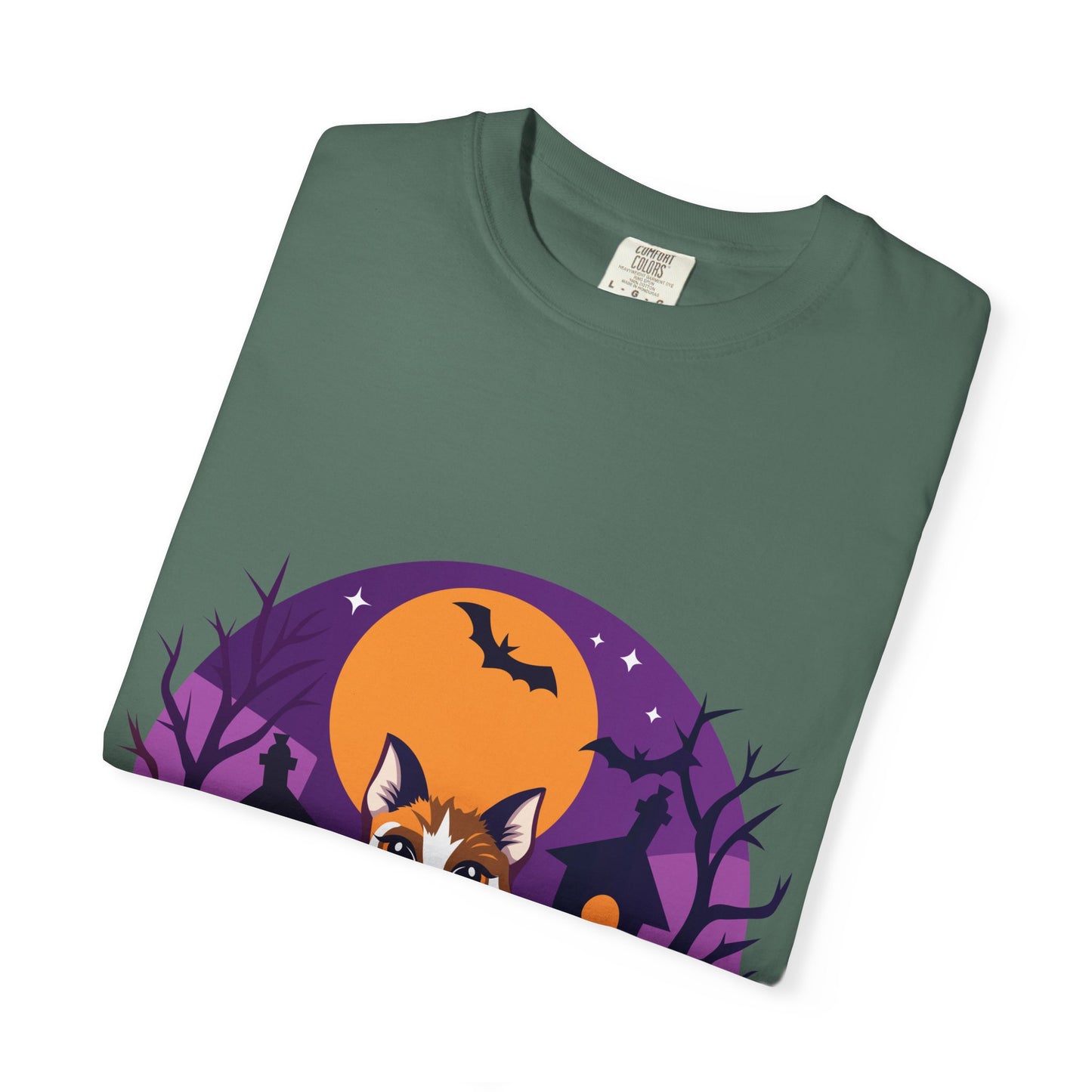 Halloween Cat T-Shirt | Cute Spooky Pumpkin & Haunted House Tee | Vintage Wash Fall Top