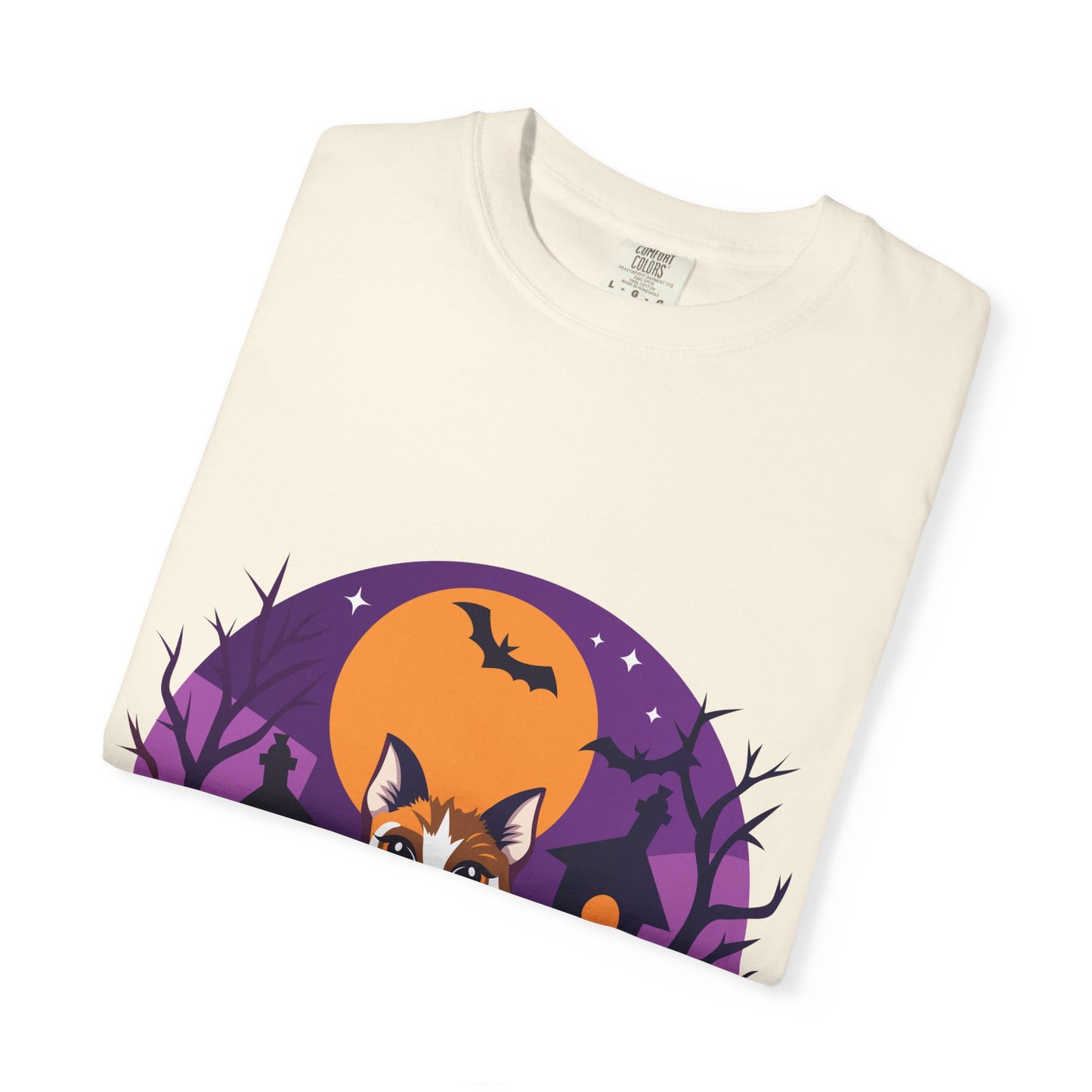 Halloween Cat T-Shirt | Cute Spooky Pumpkin & Haunted House Tee | Vintage Wash Fall Top