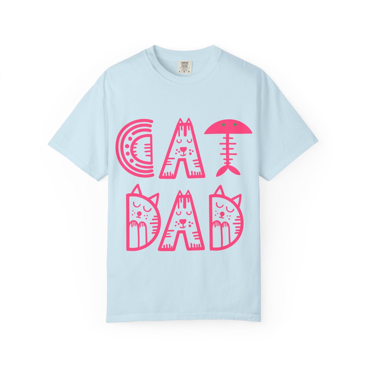 Cat Dad Funny T-Shirt | Retro Pink Kitty Letters Graphic Tee | Cat Lover Gift | Playful Men's Shirt