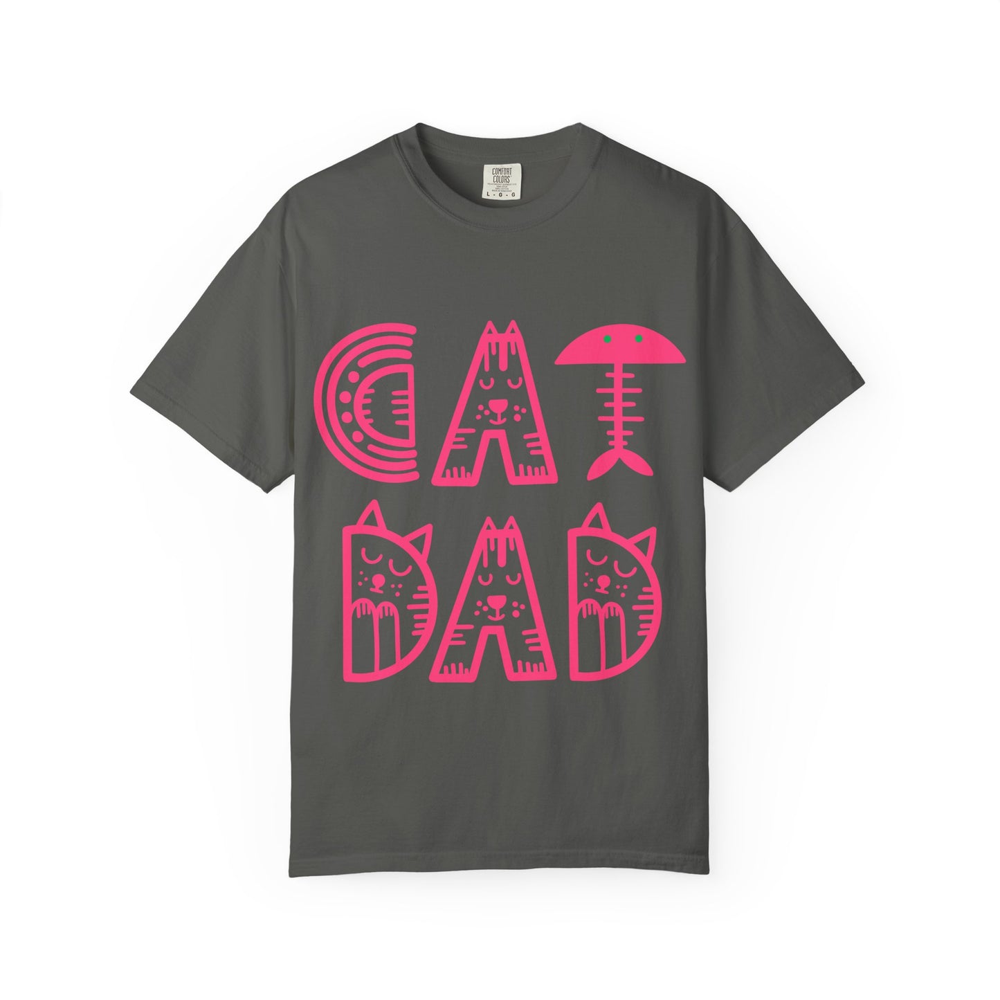 Cat Dad Funny T-Shirt | Retro Pink Kitty Letters Graphic Tee | Cat Lover Gift | Playful Men's Shirt