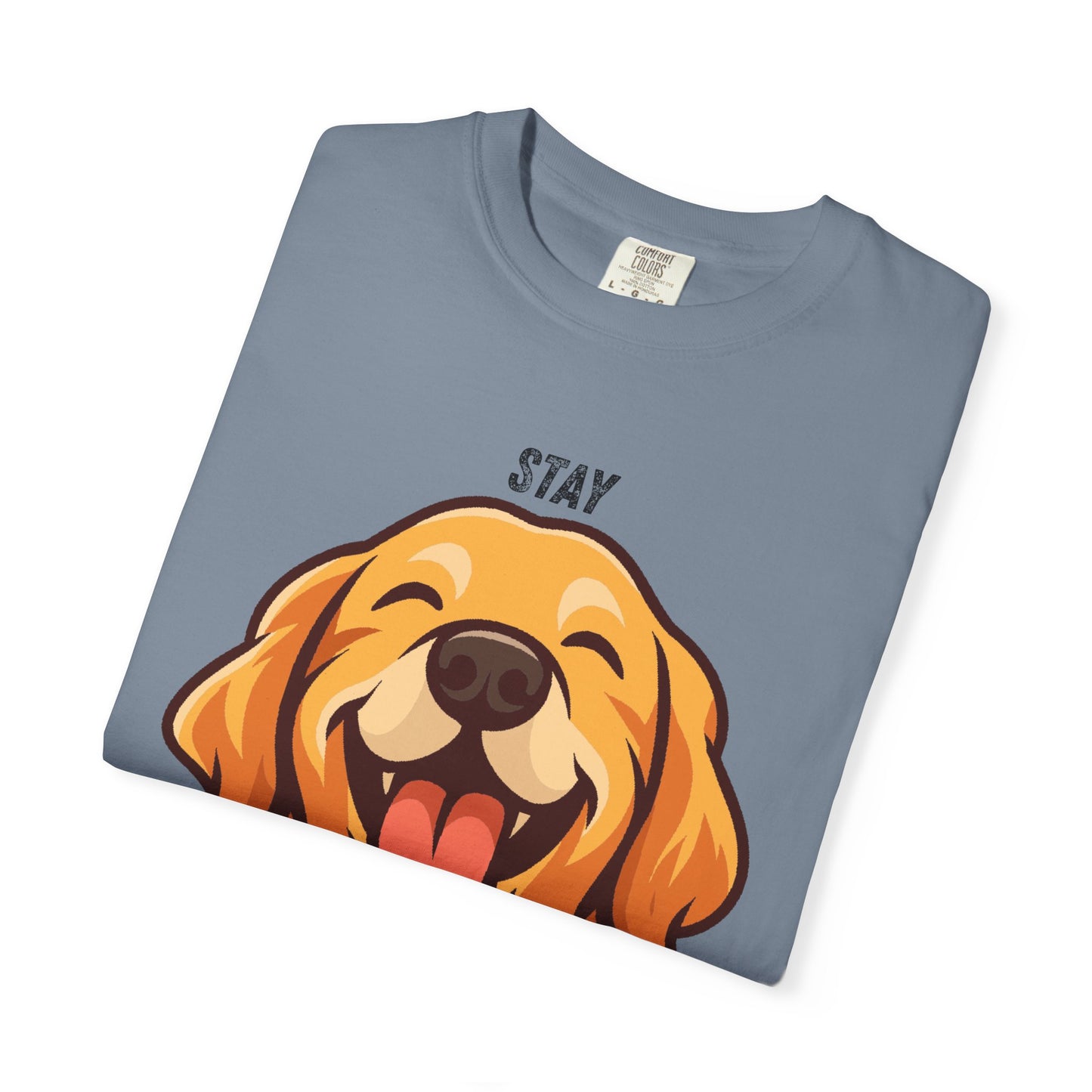 Stay Pawsitive T-Shirt | Smiling Golden Retriever Graphic Tee | Happy Dog Shirt | Positive Vibes Gift