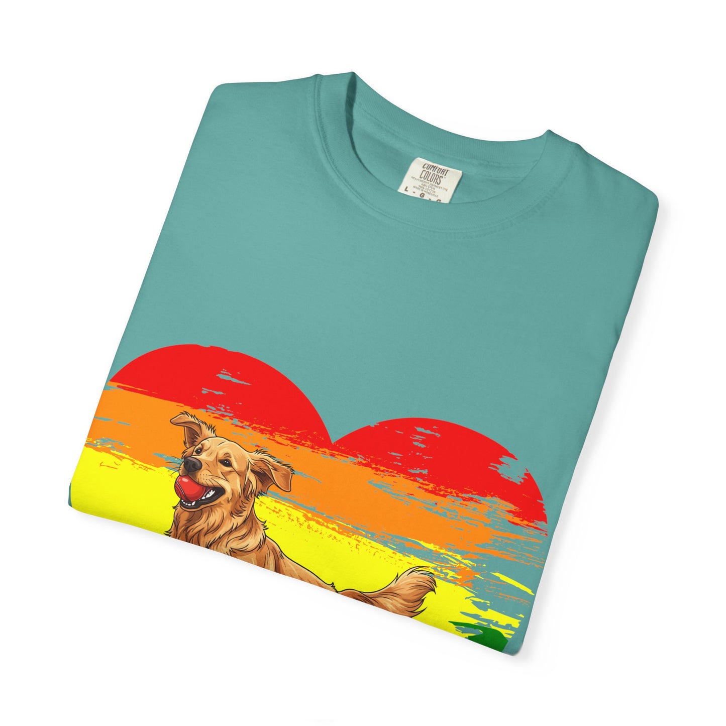 Golden Retriever Rainbow Heart T-Shirt | Colorful Dog Lover Gift | Playful Pup Graphic Tee | Pride & Love