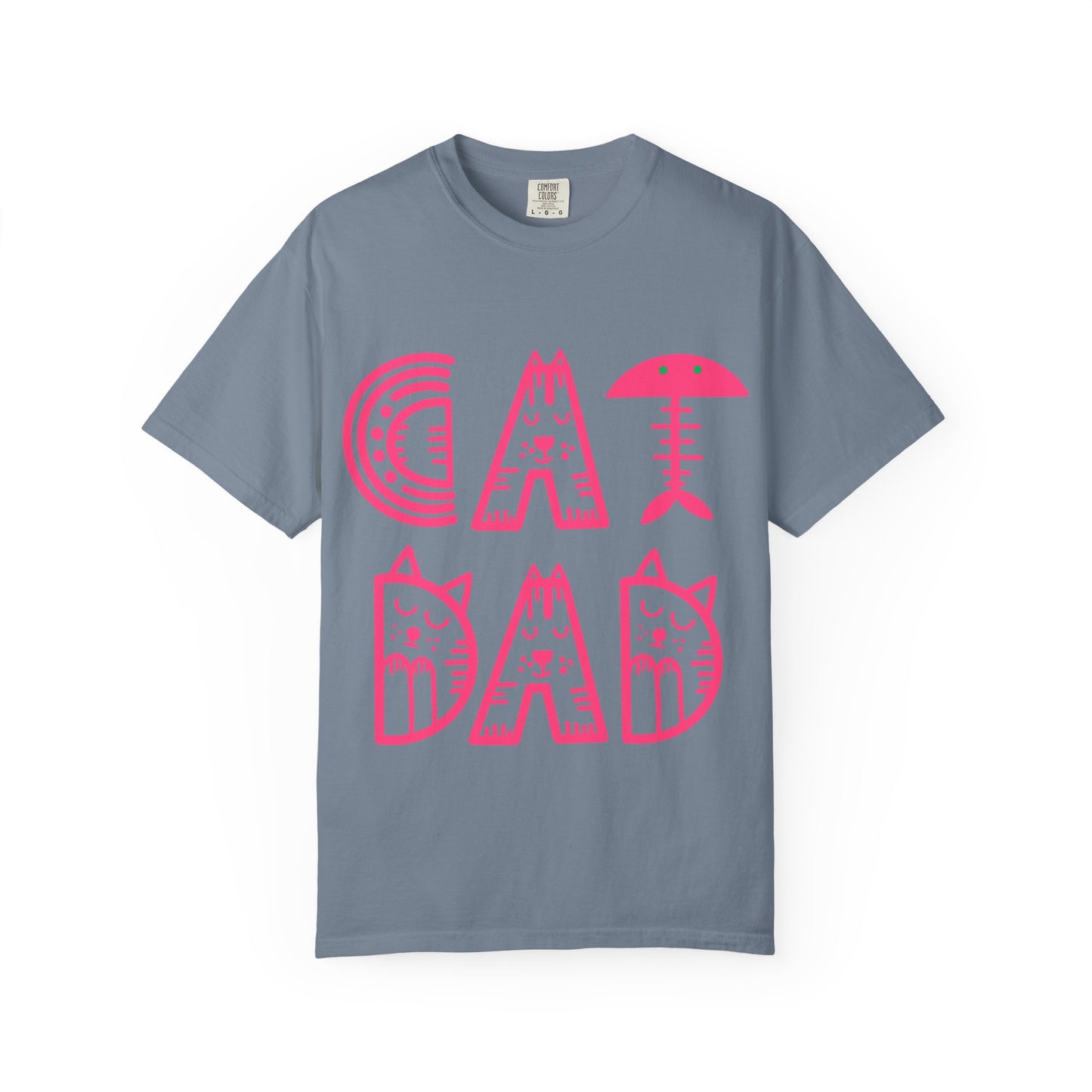 Cat Dad Funny T-Shirt | Retro Pink Kitty Letters Graphic Tee | Cat Lover Gift | Playful Men's Shirt