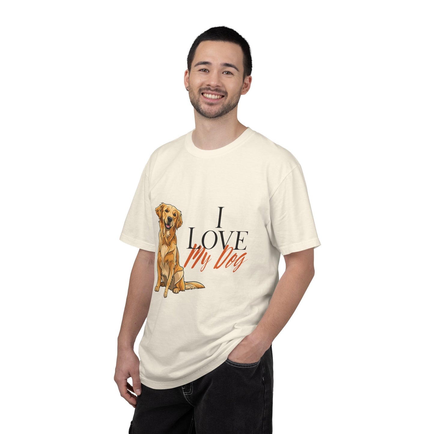 I Love My Dog T-Shirt | Golden Retriever Lover Gift | Vintage Aesthetic Dog Mom Tee | Hand-Illustrated