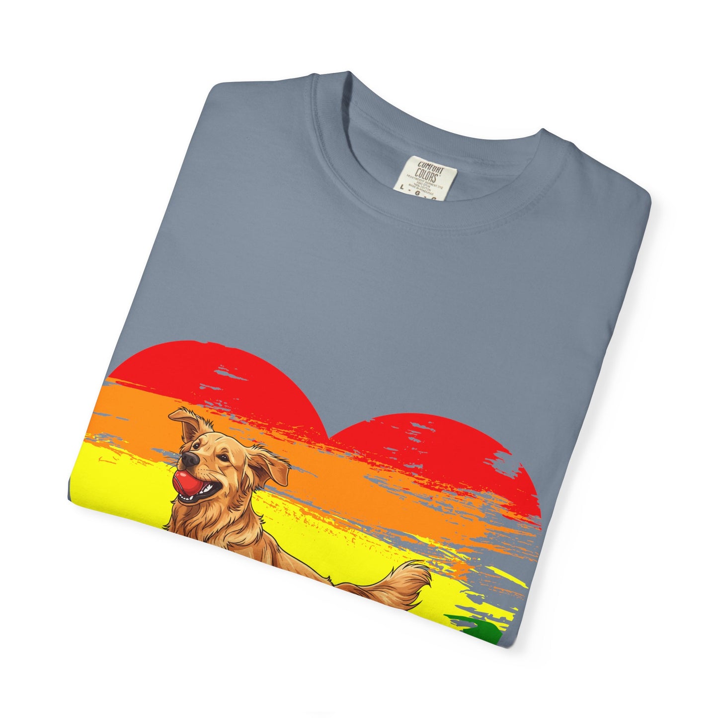 Golden Retriever Rainbow Heart T-Shirt | Colorful Dog Lover Gift | Playful Pup Graphic Tee | Pride & Love