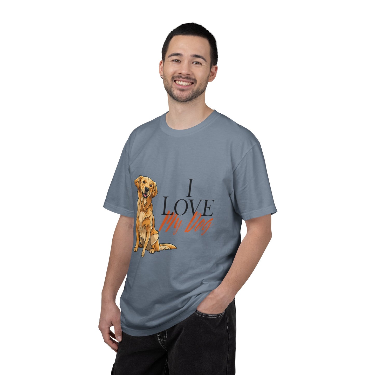 I Love My Dog T-Shirt | Golden Retriever Lover Gift | Vintage Aesthetic Dog Mom Tee | Hand-Illustrated