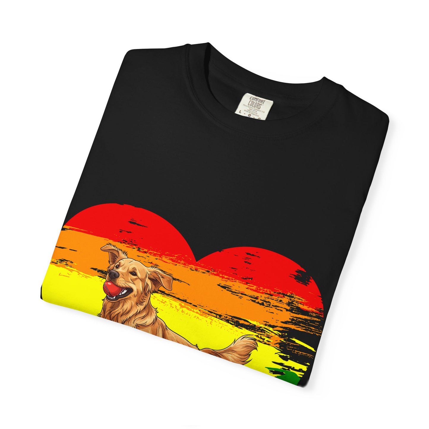 Golden Retriever Rainbow Heart T-Shirt | Colorful Dog Lover Gift | Playful Pup Graphic Tee | Pride & Love