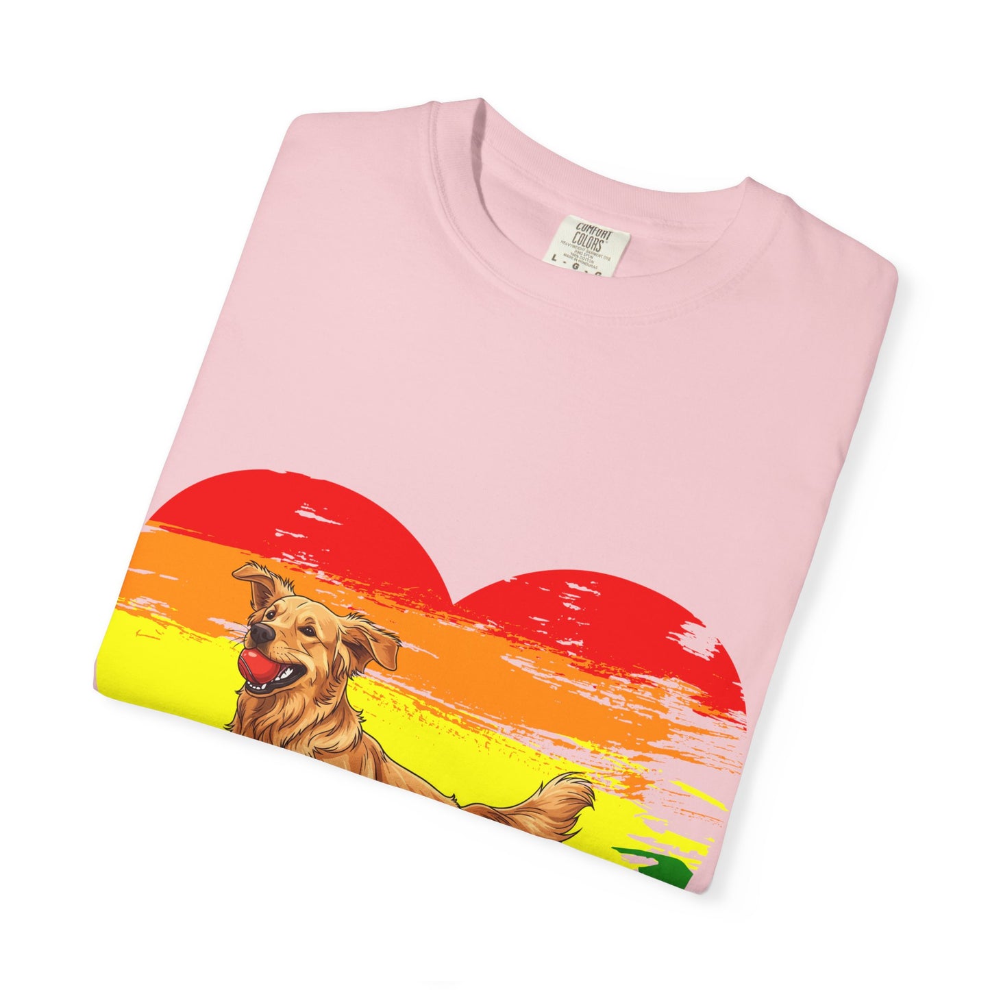 Golden Retriever Rainbow Heart T-Shirt | Colorful Dog Lover Gift | Playful Pup Graphic Tee | Pride & Love
