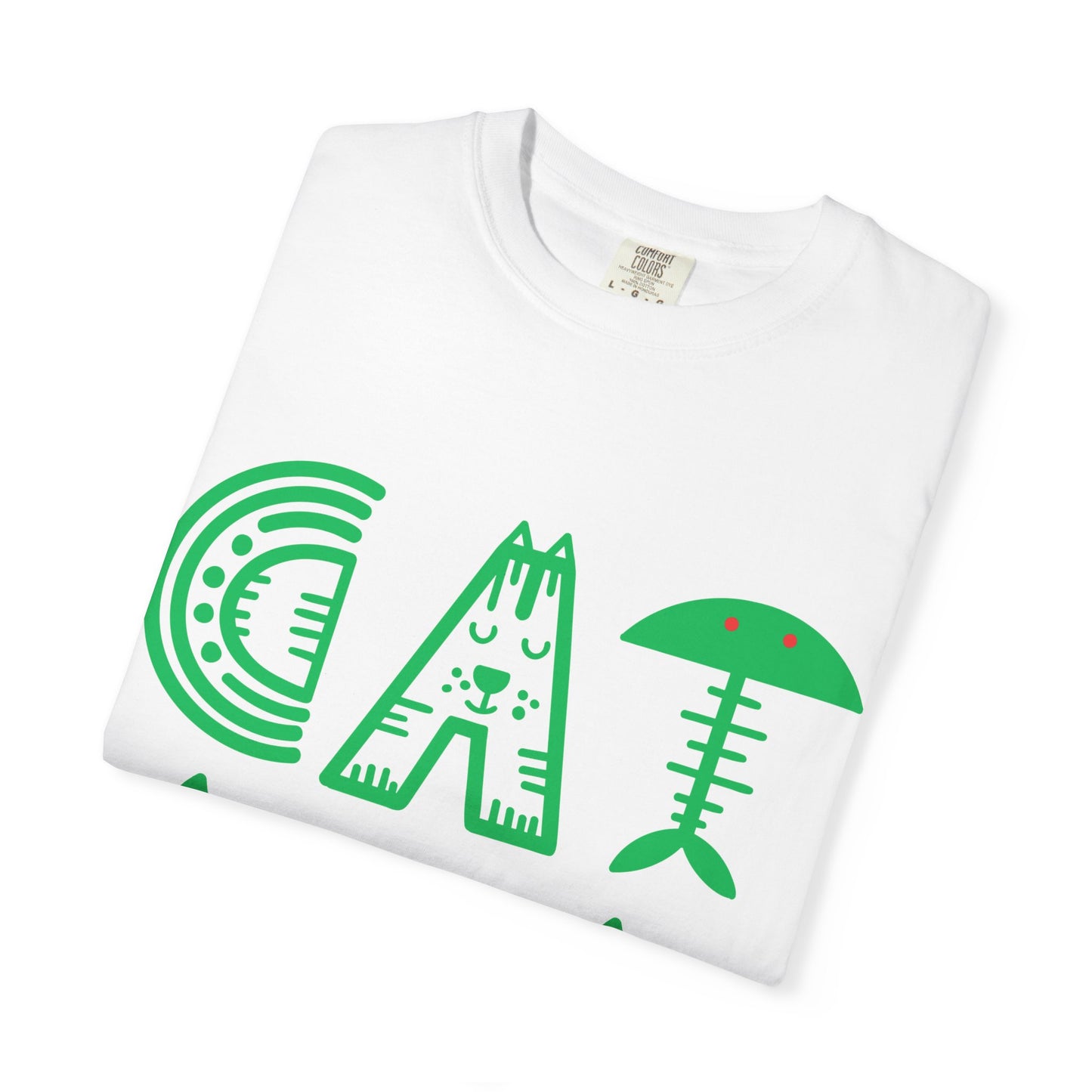 Cat Dad Funny T-Shirt | Retro Green Kitty Letters Graphic Tee | Cat Lover Gift | Playful Men's Shirt