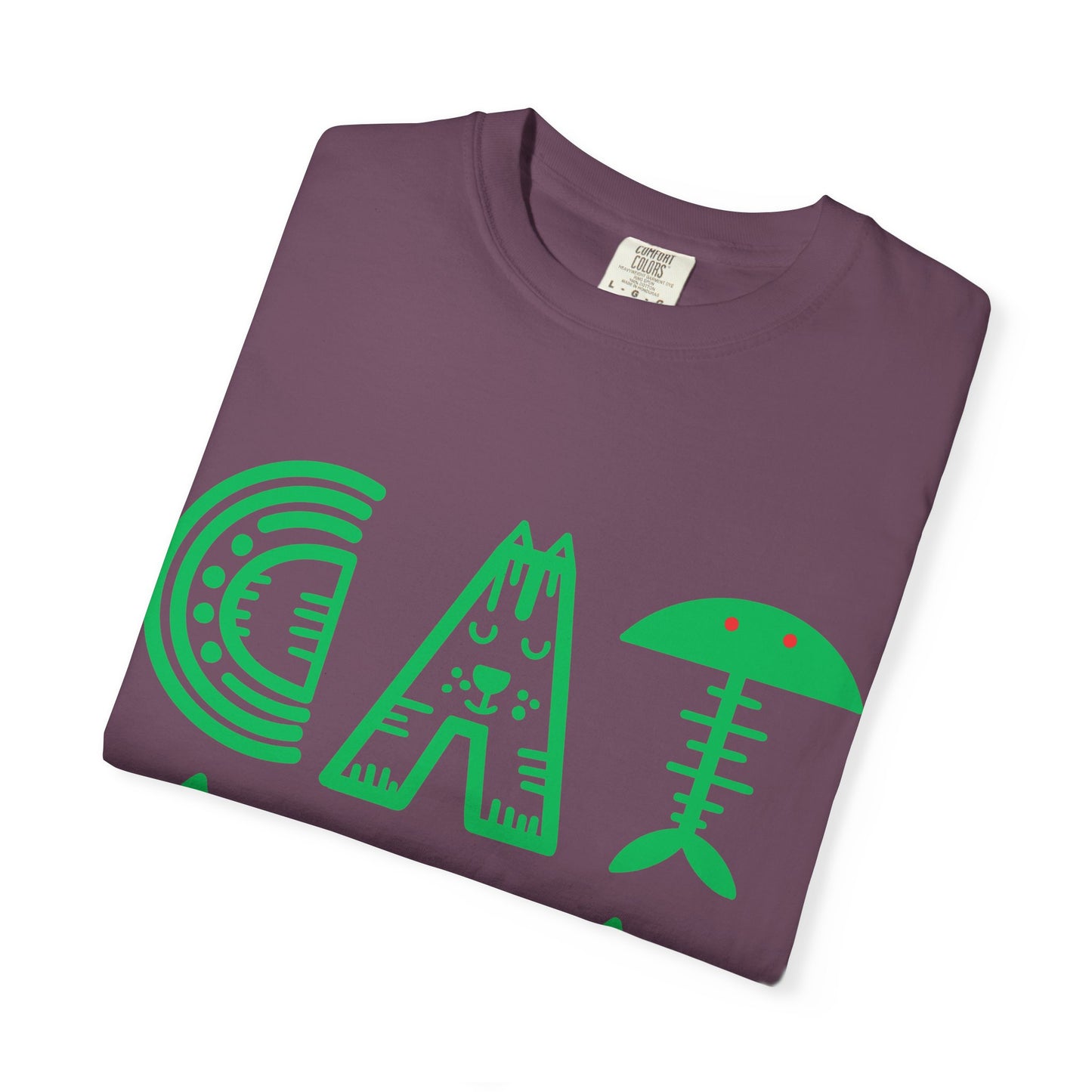 Cat Dad Funny T-Shirt | Retro Green Kitty Letters Graphic Tee | Cat Lover Gift | Playful Men's Shirt