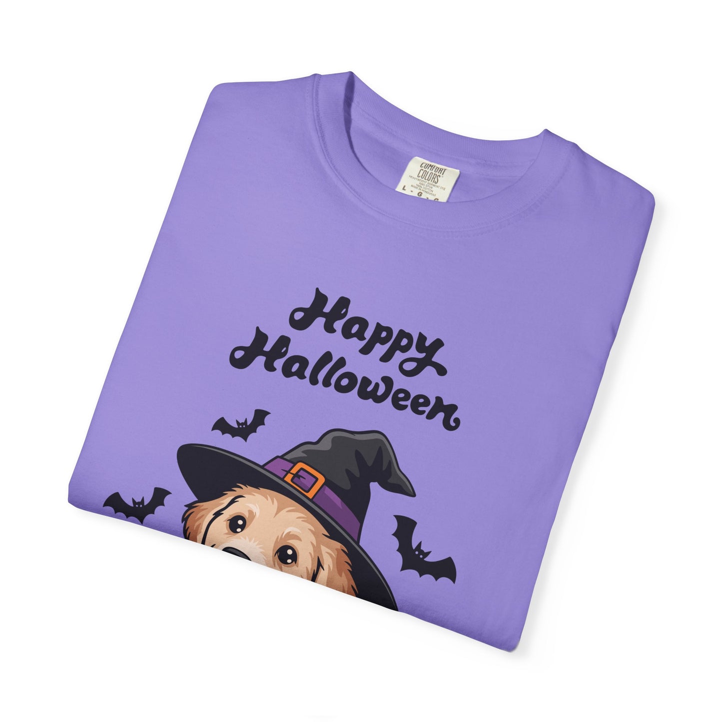 Halloween Puppy T-Shirt | Cute Golden Retriever Witch Hat | Spooky Dog Lover Gift | Fall Graphic Tee