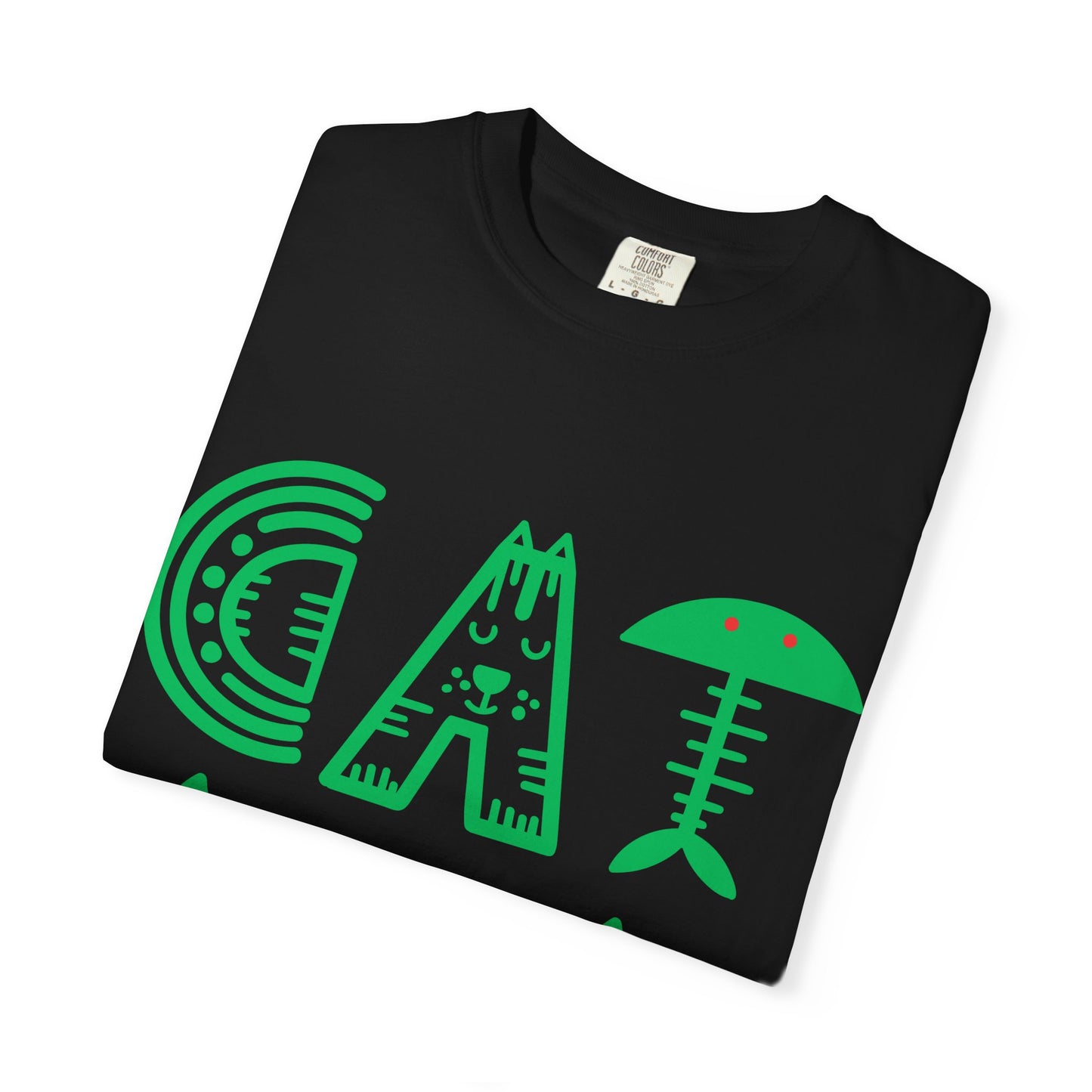 Cat Dad Funny T-Shirt | Retro Green Kitty Letters Graphic Tee | Cat Lover Gift | Playful Men's Shirt