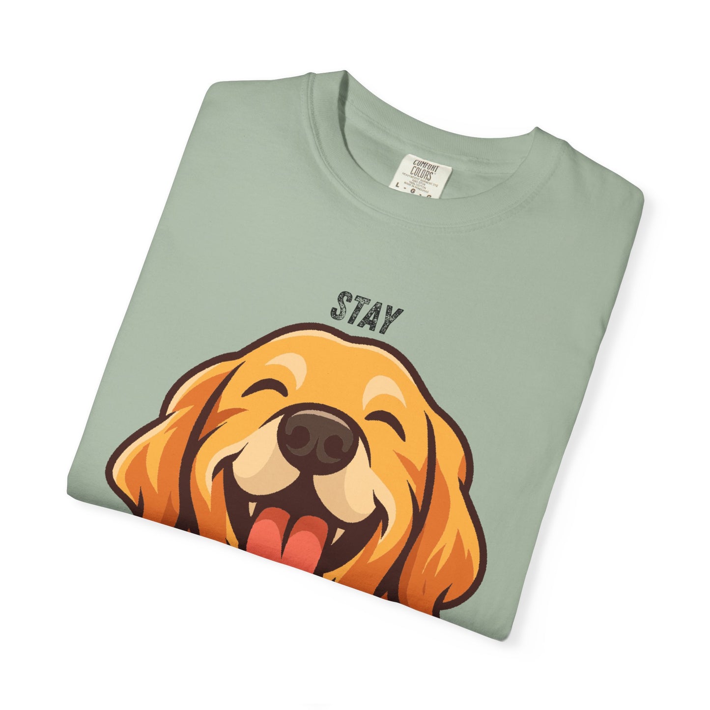 Stay Pawsitive T-Shirt | Smiling Golden Retriever Graphic Tee | Happy Dog Shirt | Positive Vibes Gift