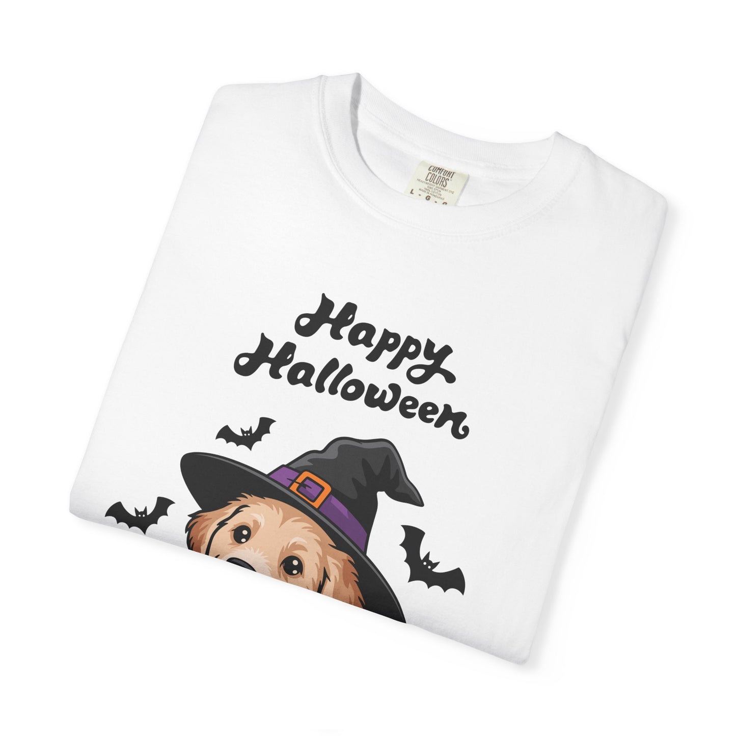 Halloween Puppy T-Shirt | Cute Golden Retriever Witch Hat | Spooky Dog Lover Gift | Fall Graphic Tee